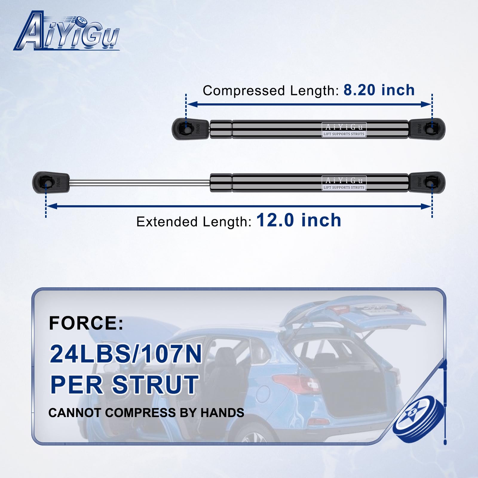 AiYiGu compressed 8.2-inch length displayed to show space-saving installation benefit