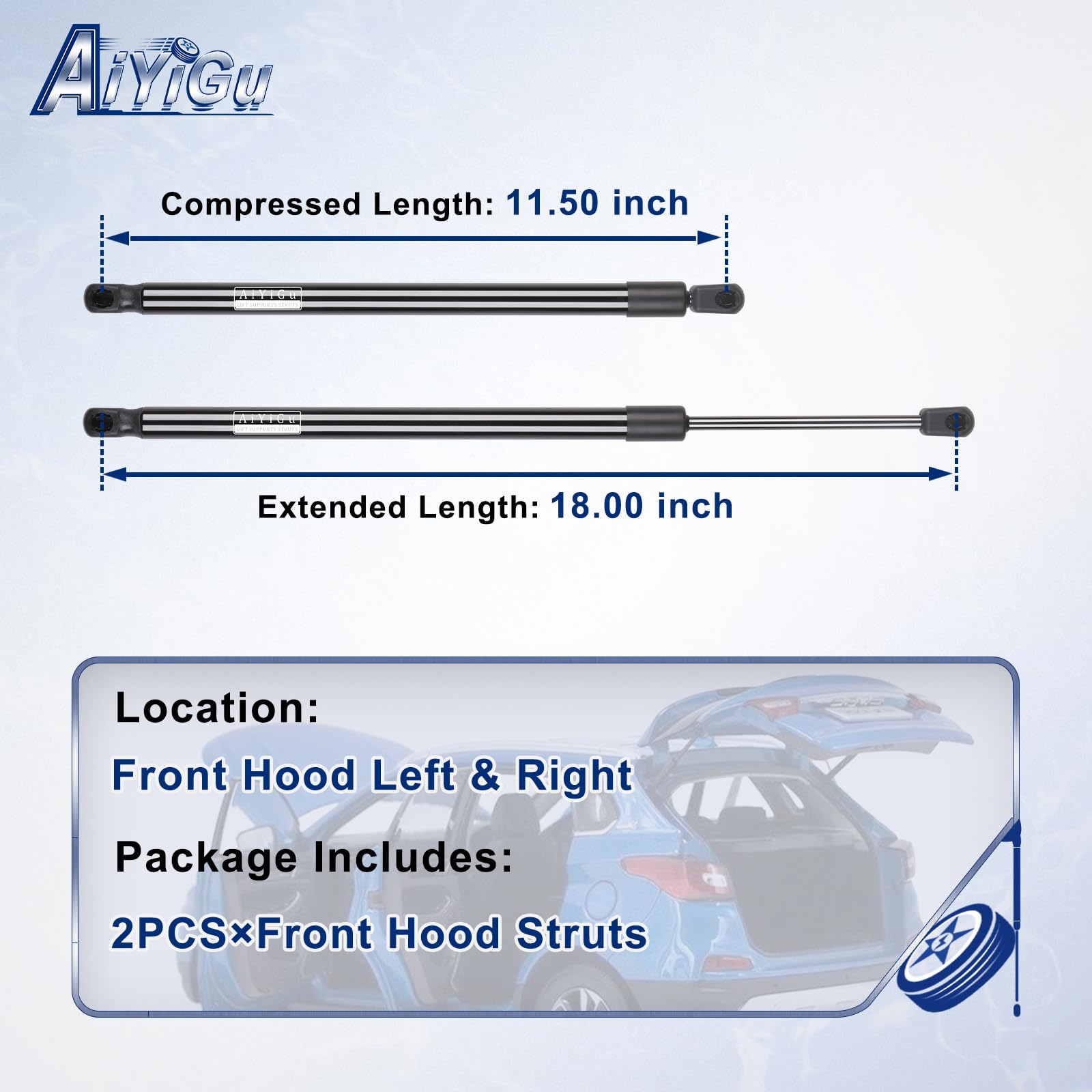 AiYiGu close-up of strut cylinder highlighting durable finish and smooth operation