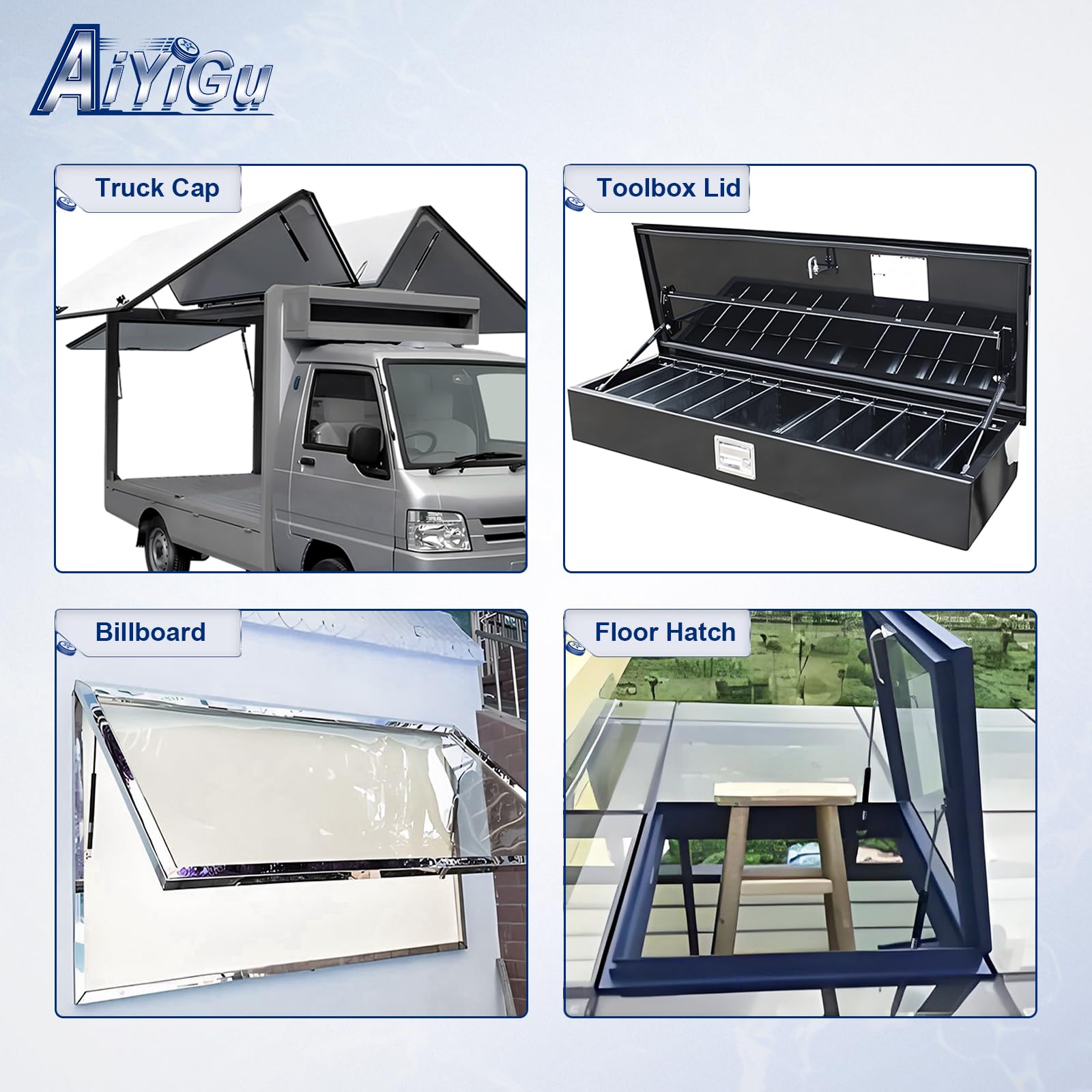 AiYiGu installed on a truck toolbox demonstrating smooth lift assistance benefit