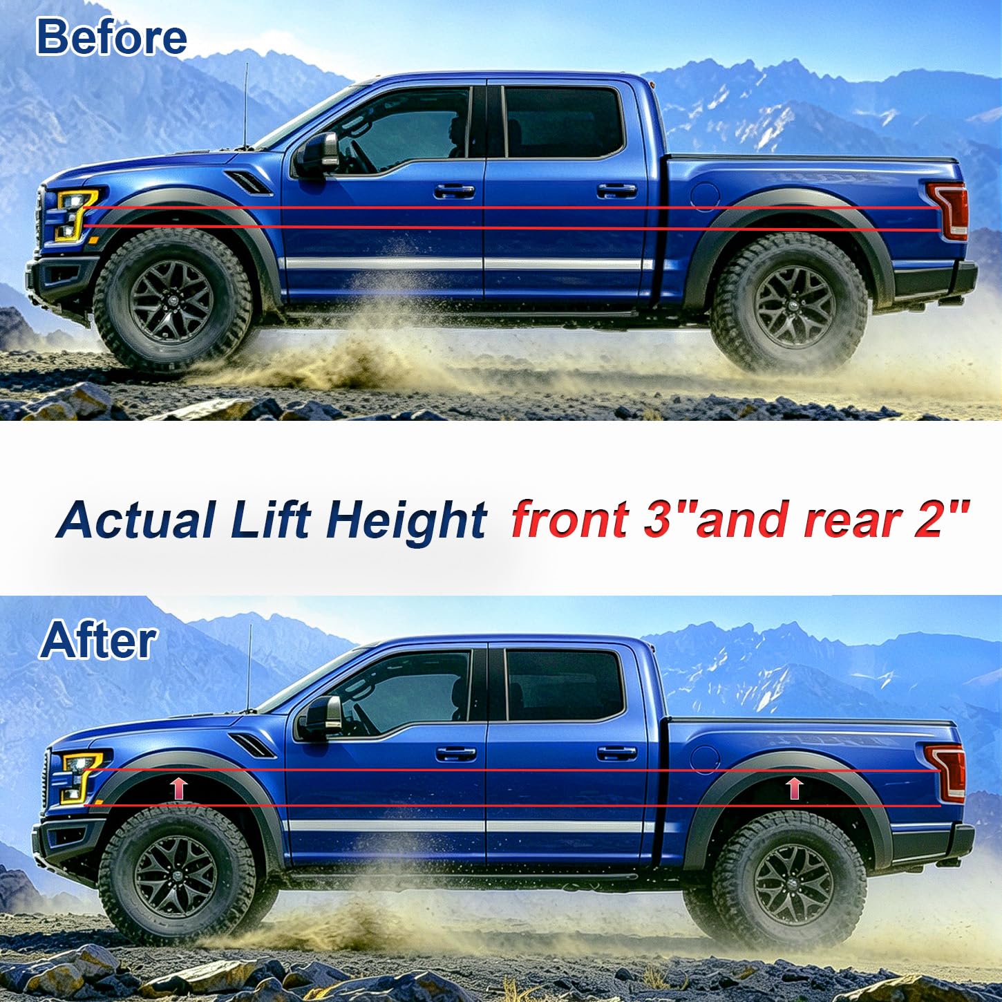AiYiGu installed rear view on Sierra shows leveled profile and clearance