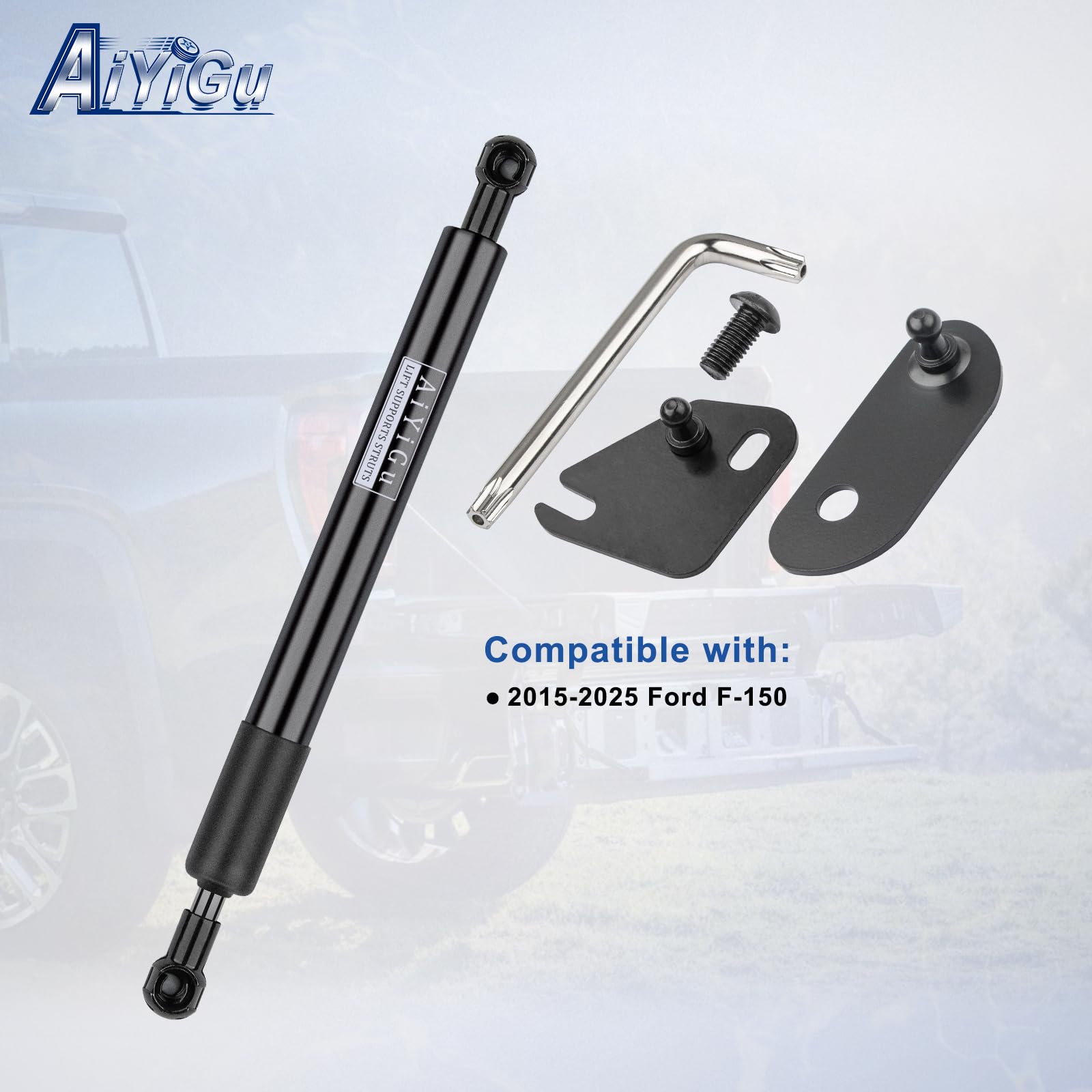 AiYiGu tailgate shock close-up highlighting damper for controlled descent