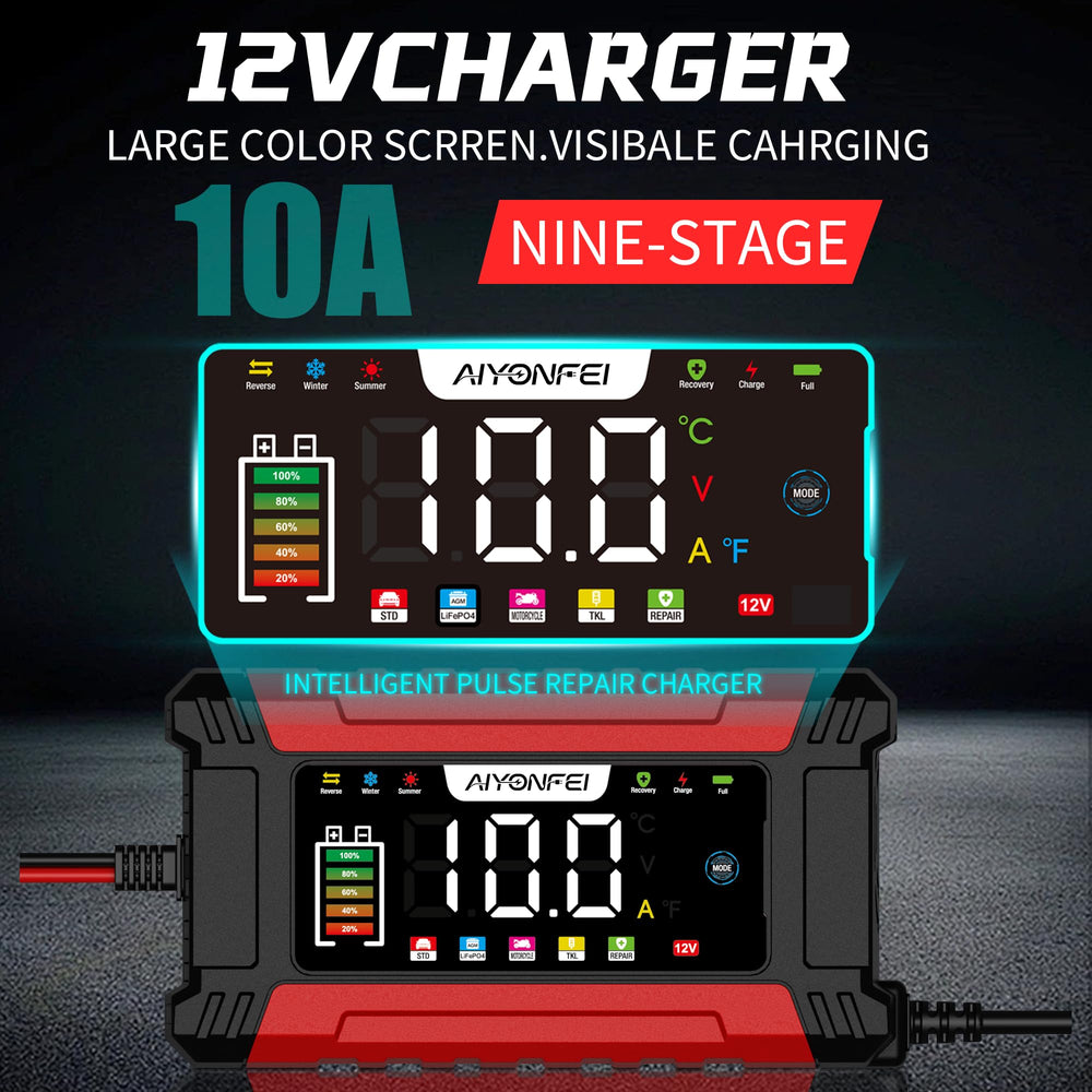AIYONFEI display close-up showing real-time voltage and charging status for clarity