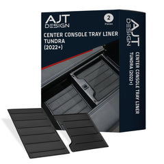 AJT DESIGN front view of console tray liner showing tidy fit and organized look