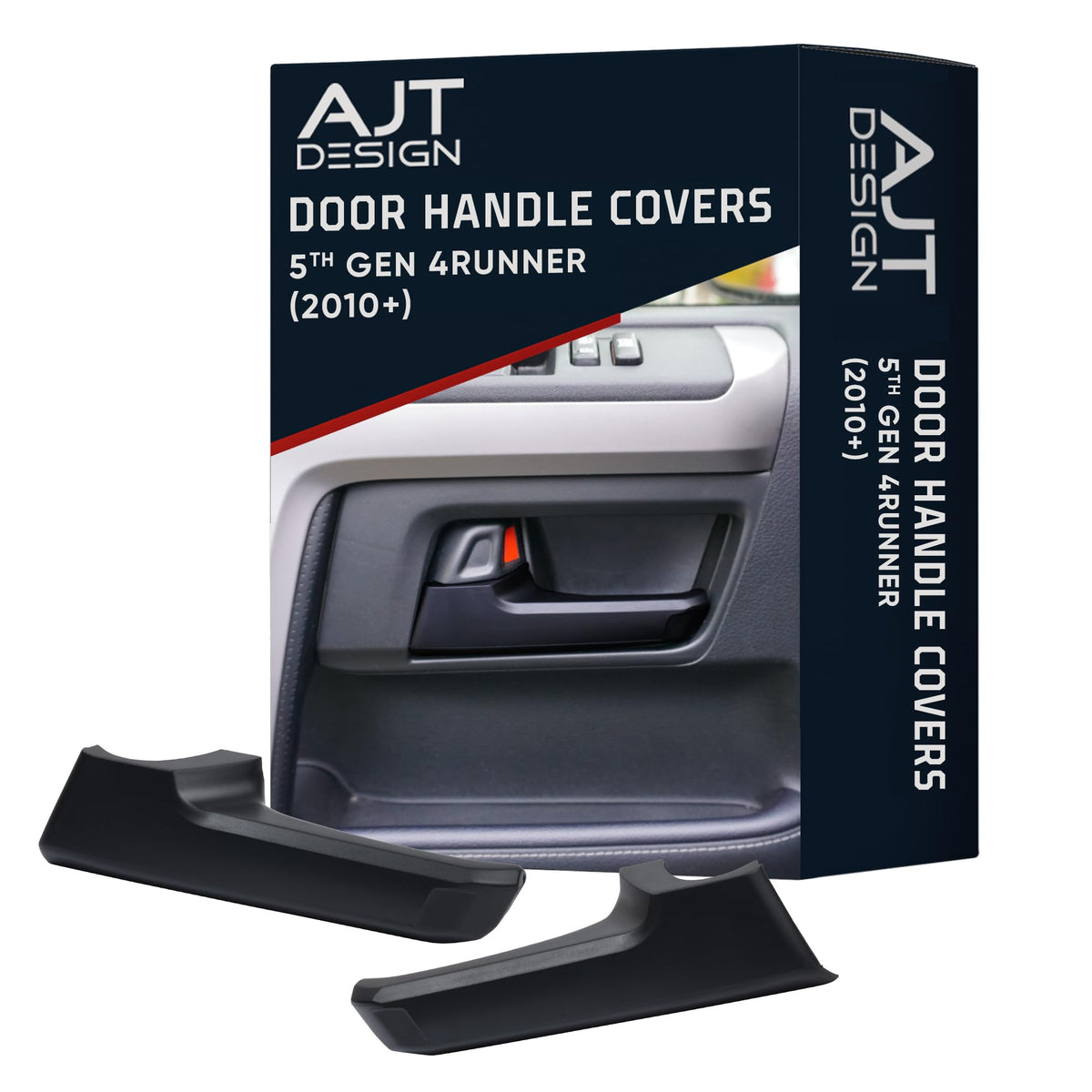 AJT DESIGN front handle assembly installed showing sleek black finish benefit: modern look