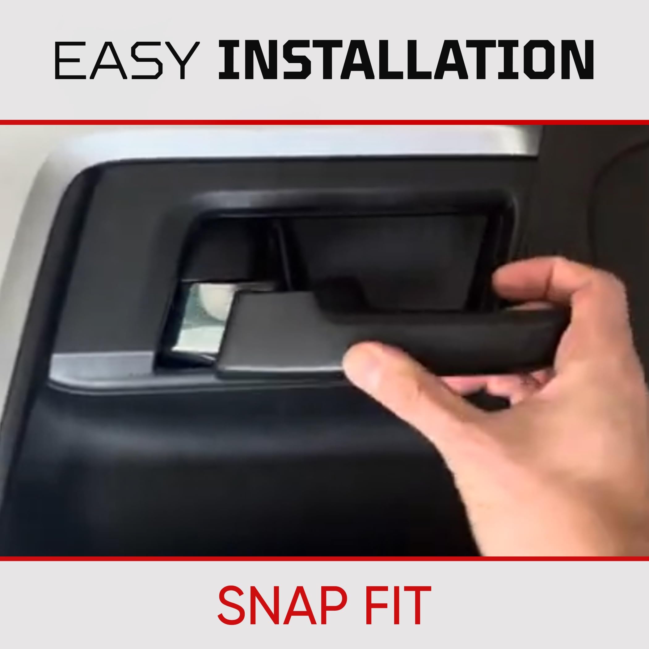 AJT DESIGN lifestyle shot of driver using handle benefit: effortless snap-on installation