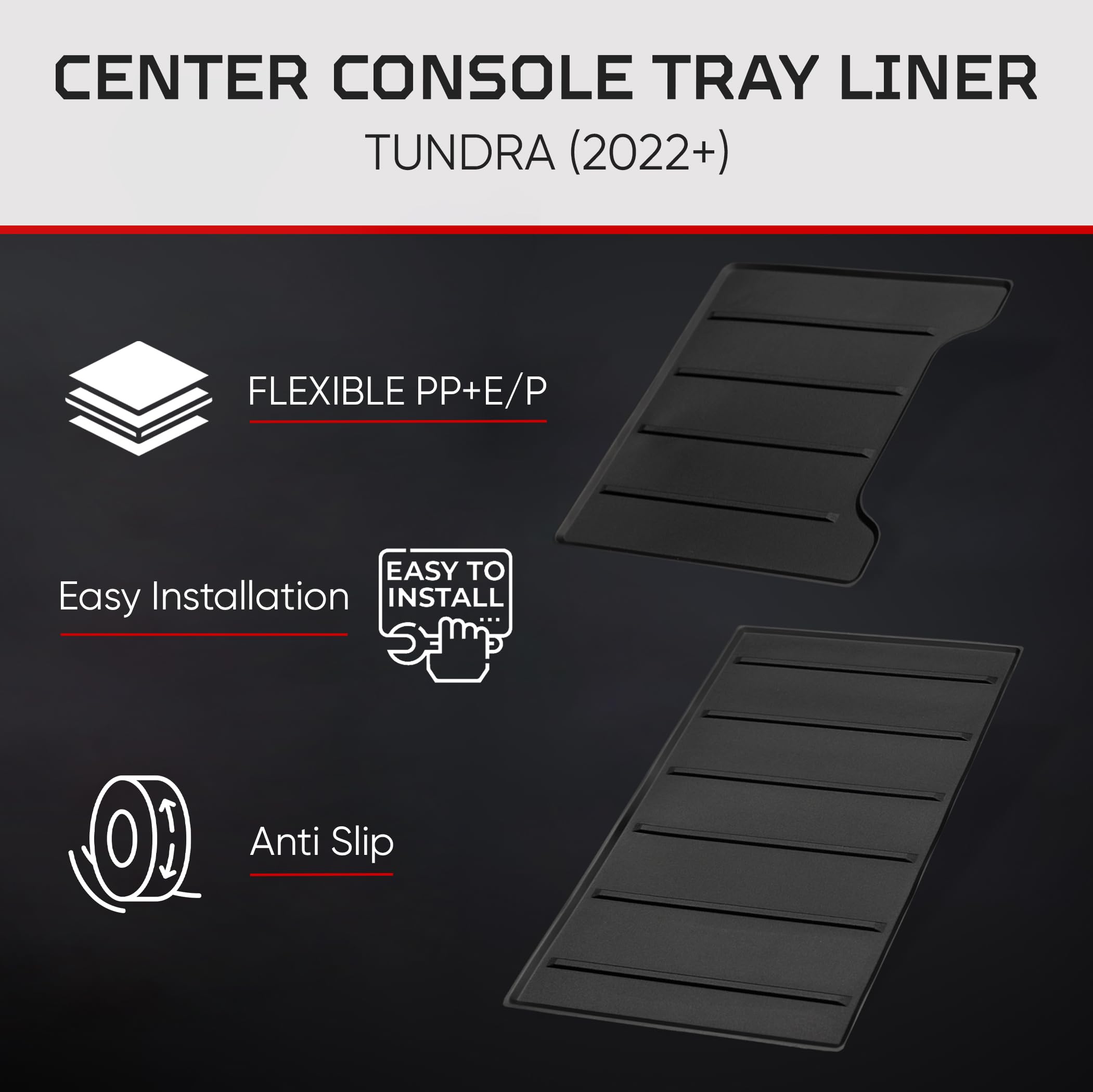 AJT DESIGN lower tray in console with snug OEM-style fit and protection