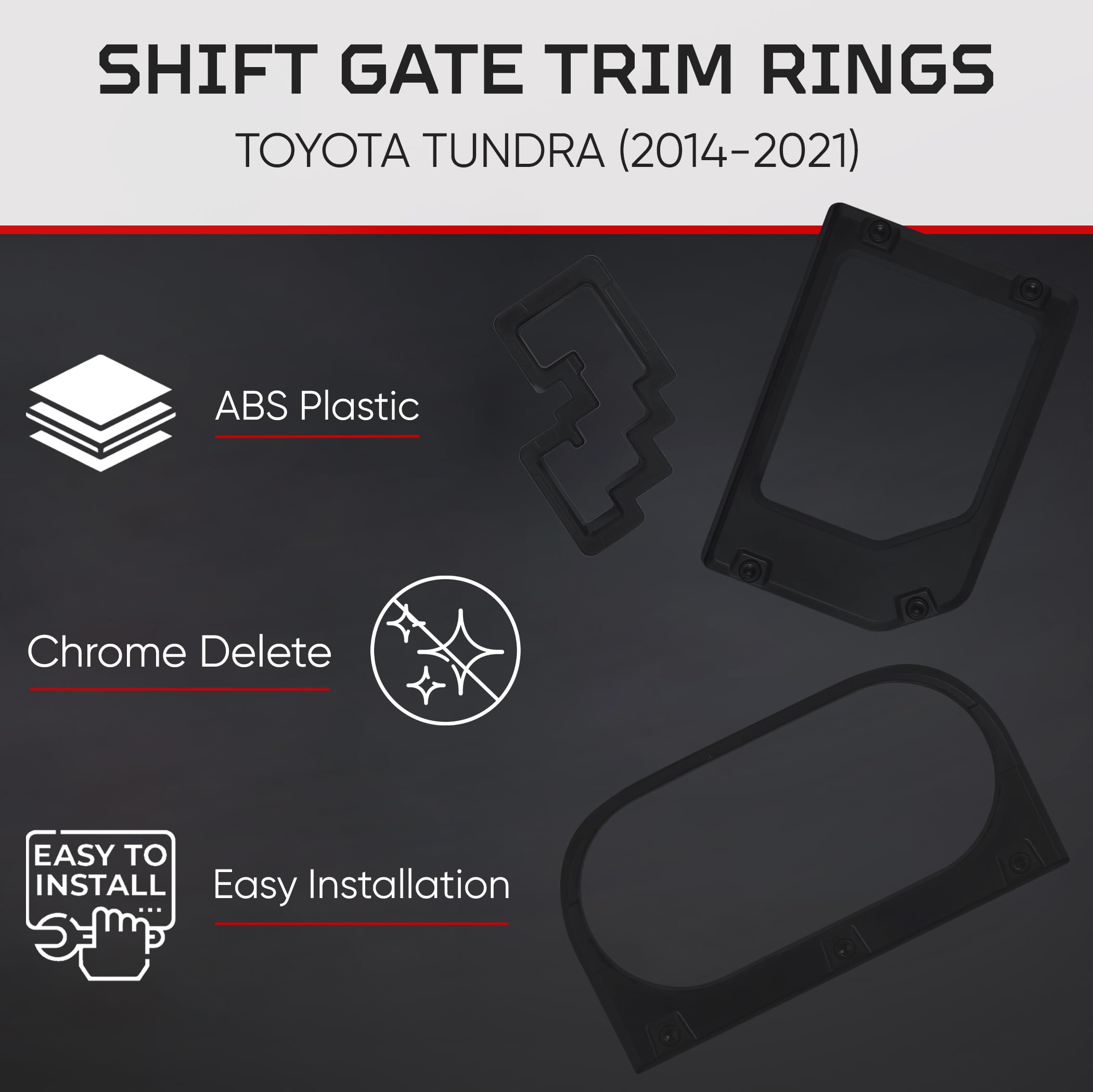 AJT DESIGN shifter trim closeup illustrating easy snap-on installation benefit