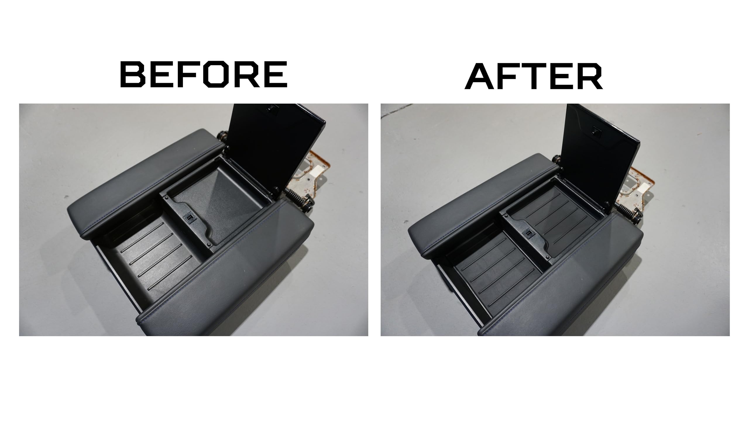 AJT DESIGN tray beside ruler showing scale and exact fit for console