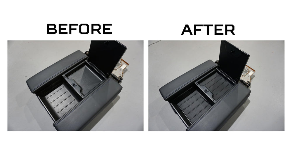 AJT DESIGN tray beside ruler showing scale and exact fit for console
