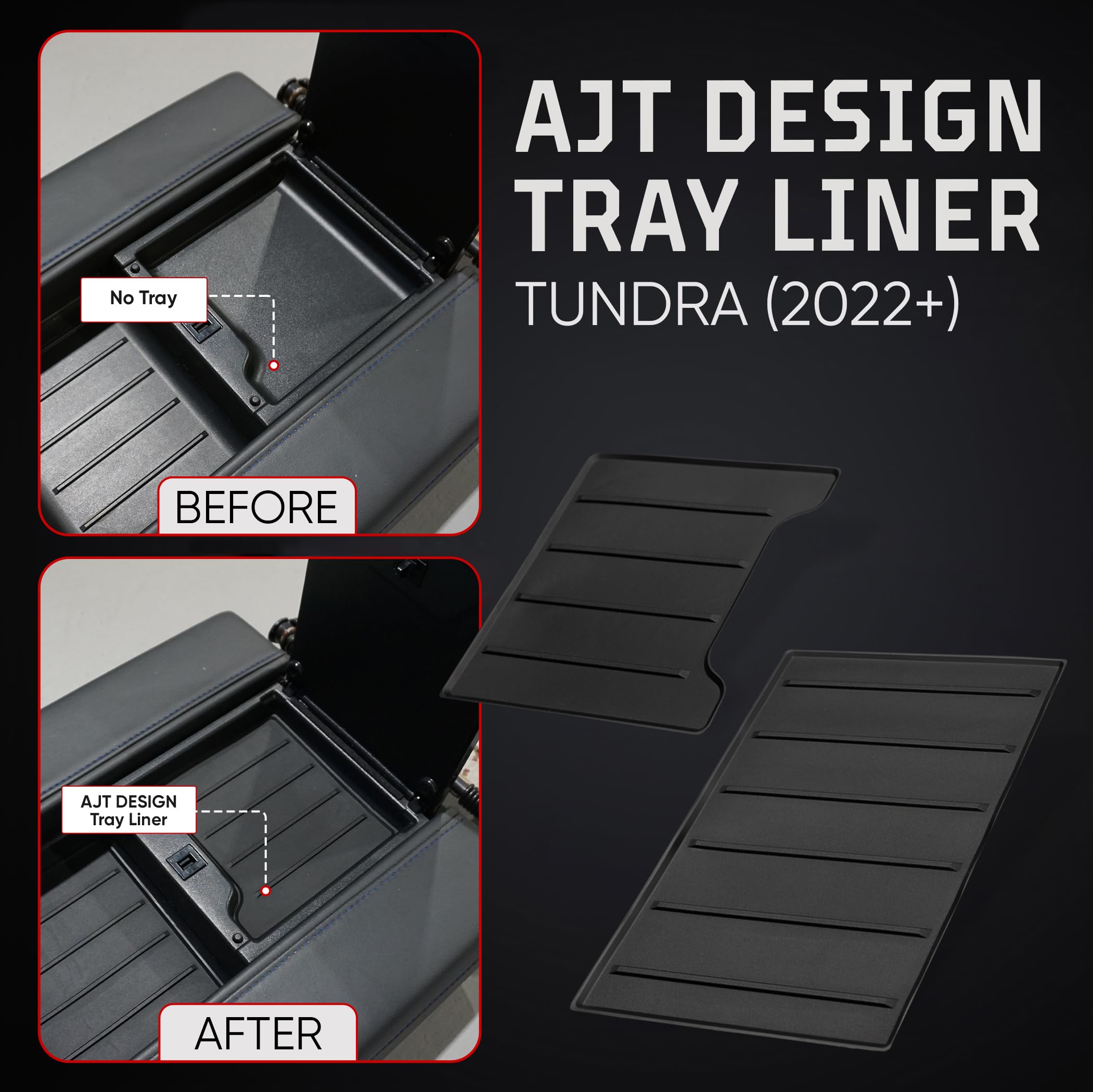 AJT DESIGN upper tray installed in console keeping small items secure