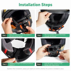 AKASO mounted on full-face helmet showing secure hands-free POV