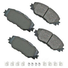 Akebono ACT1210A front pads packaging showing product and benefits