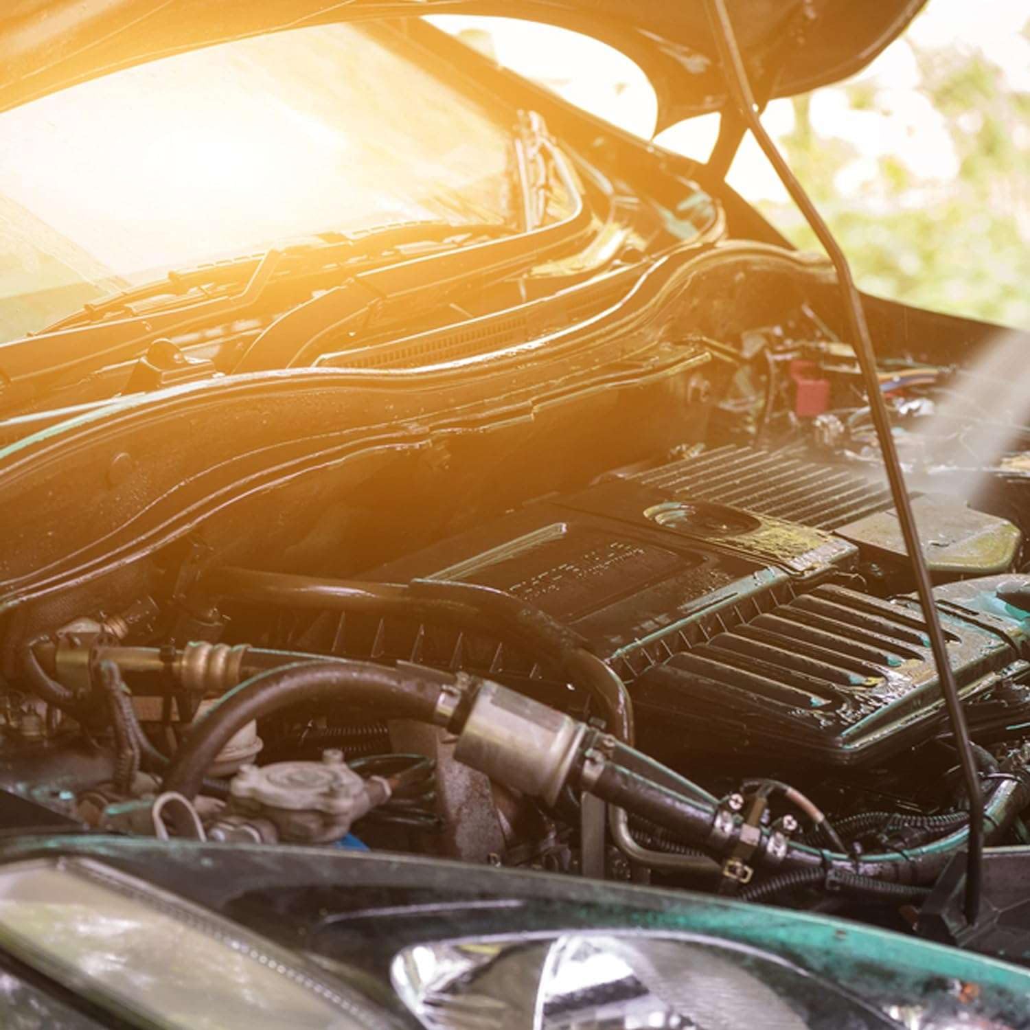 Akfix A115 used on an engine bay showing before and after cleaner results