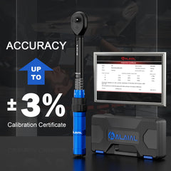 ALAIAL torque wrench scale close-up showing dual ft·lb and Nm markings for accuracy