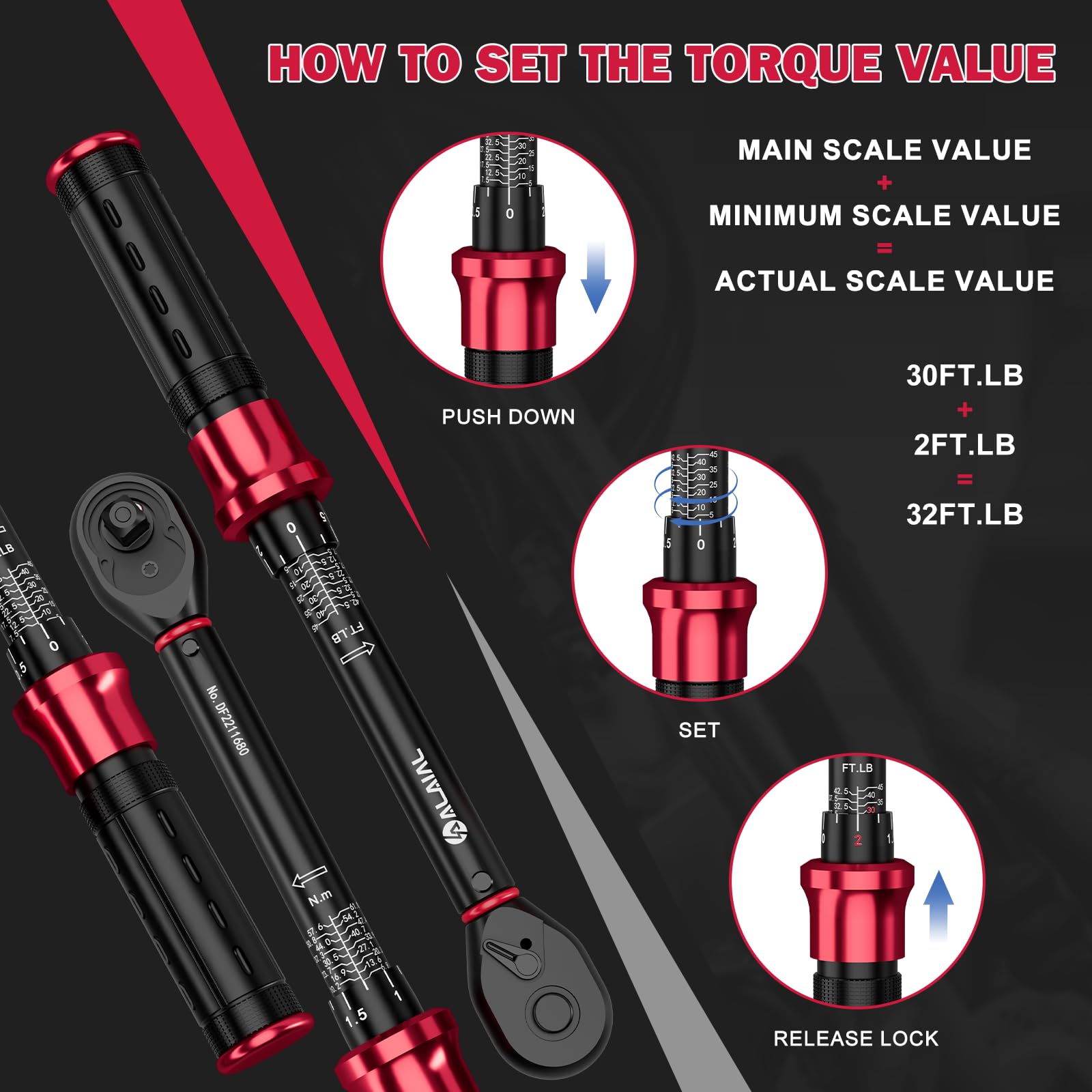 ALAIAL reversible 72-tooth ratchet head for smooth direction changes