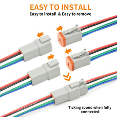 ALFOCI 16AWG prewired pigtails ready to reduce installation time and errors