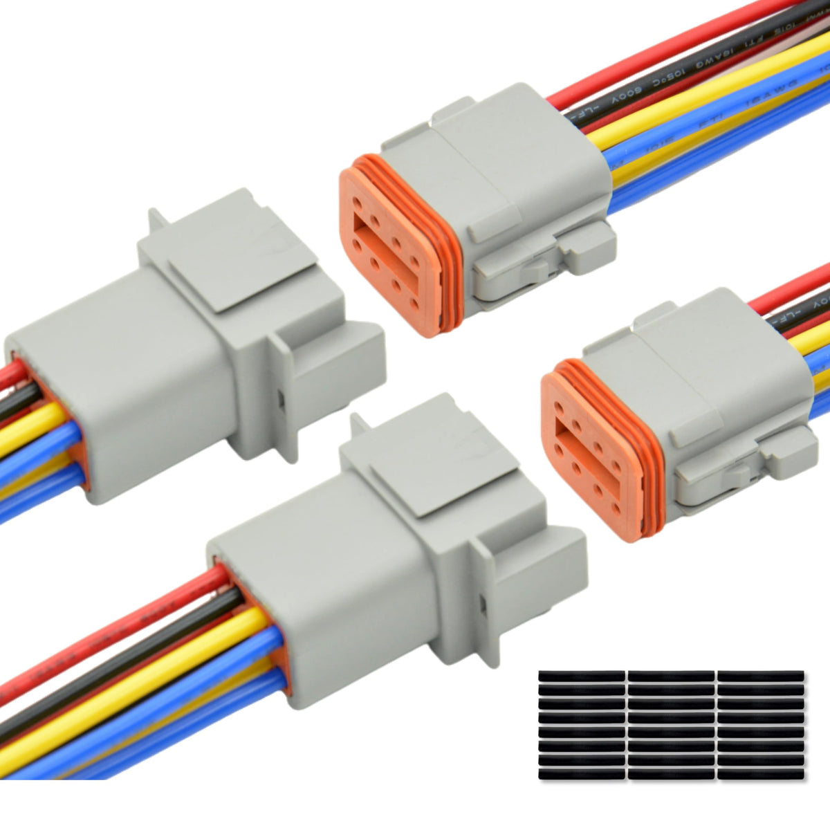 ALFOCI front view of 8-pin Deutsch connector kit showing included parts for quick assembly