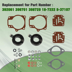 ALL-CARB components laid out to display included needles, seats, gaskets and floats