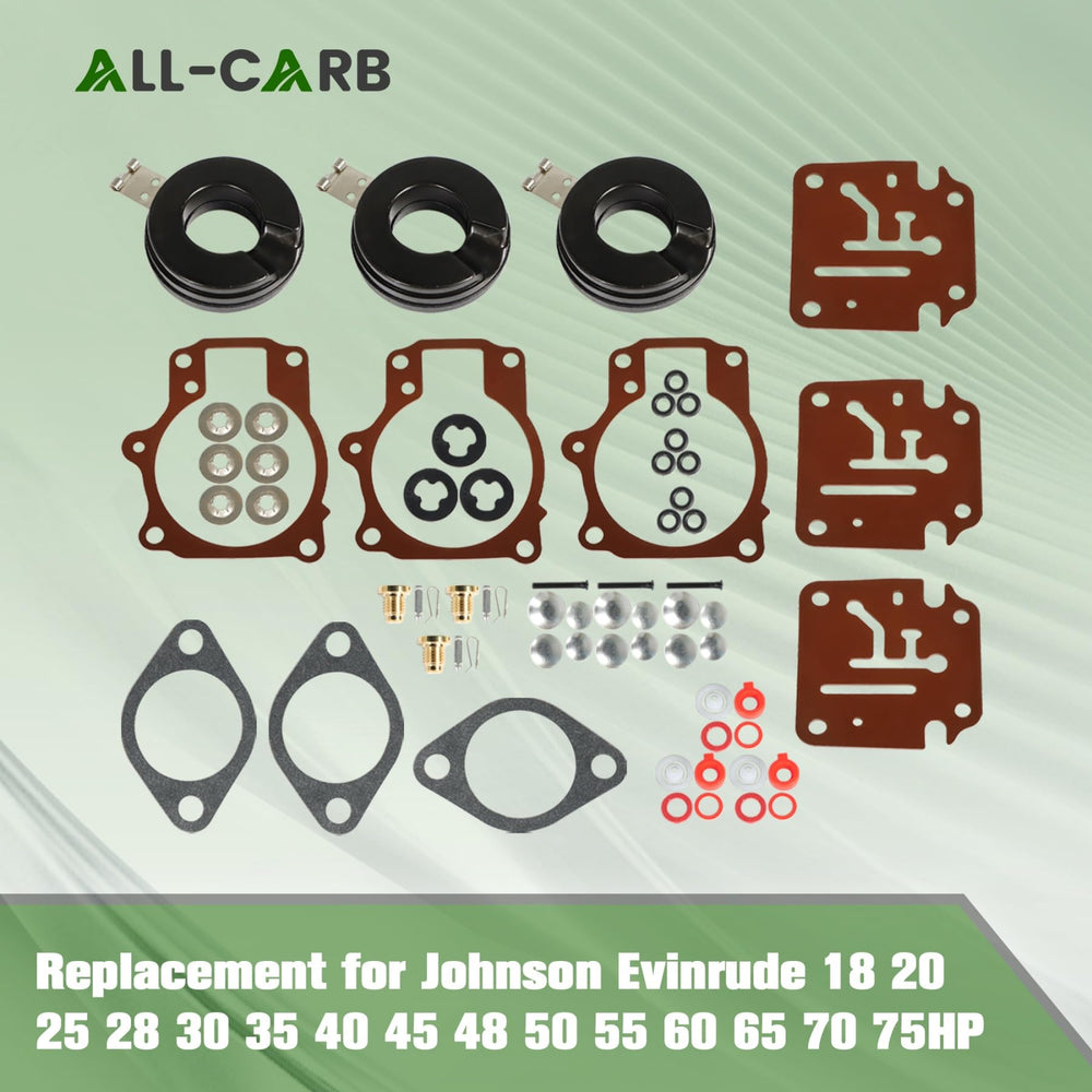 ALL-CARB kits laid out on bench, organized parts speed up rebuilds