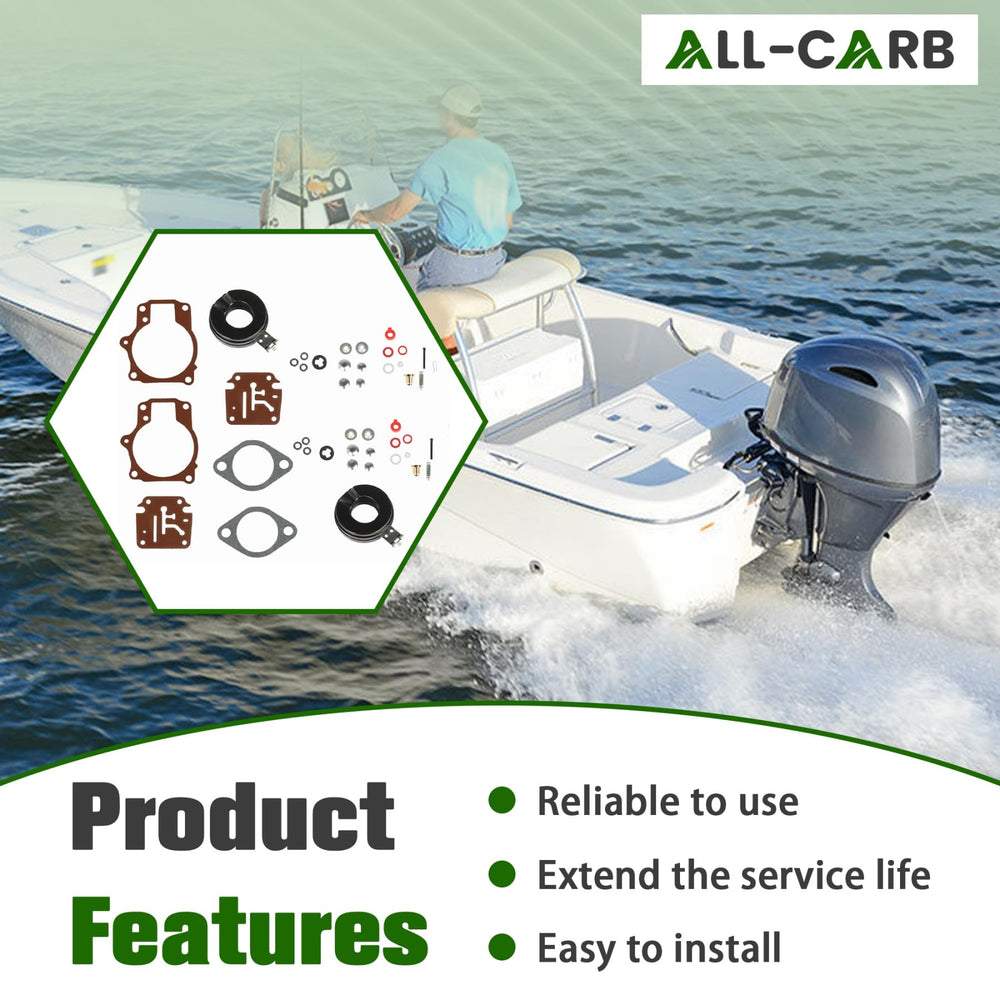 ALL-CARB lifestyle outboard repair scene showing kit ready for engine maintenance