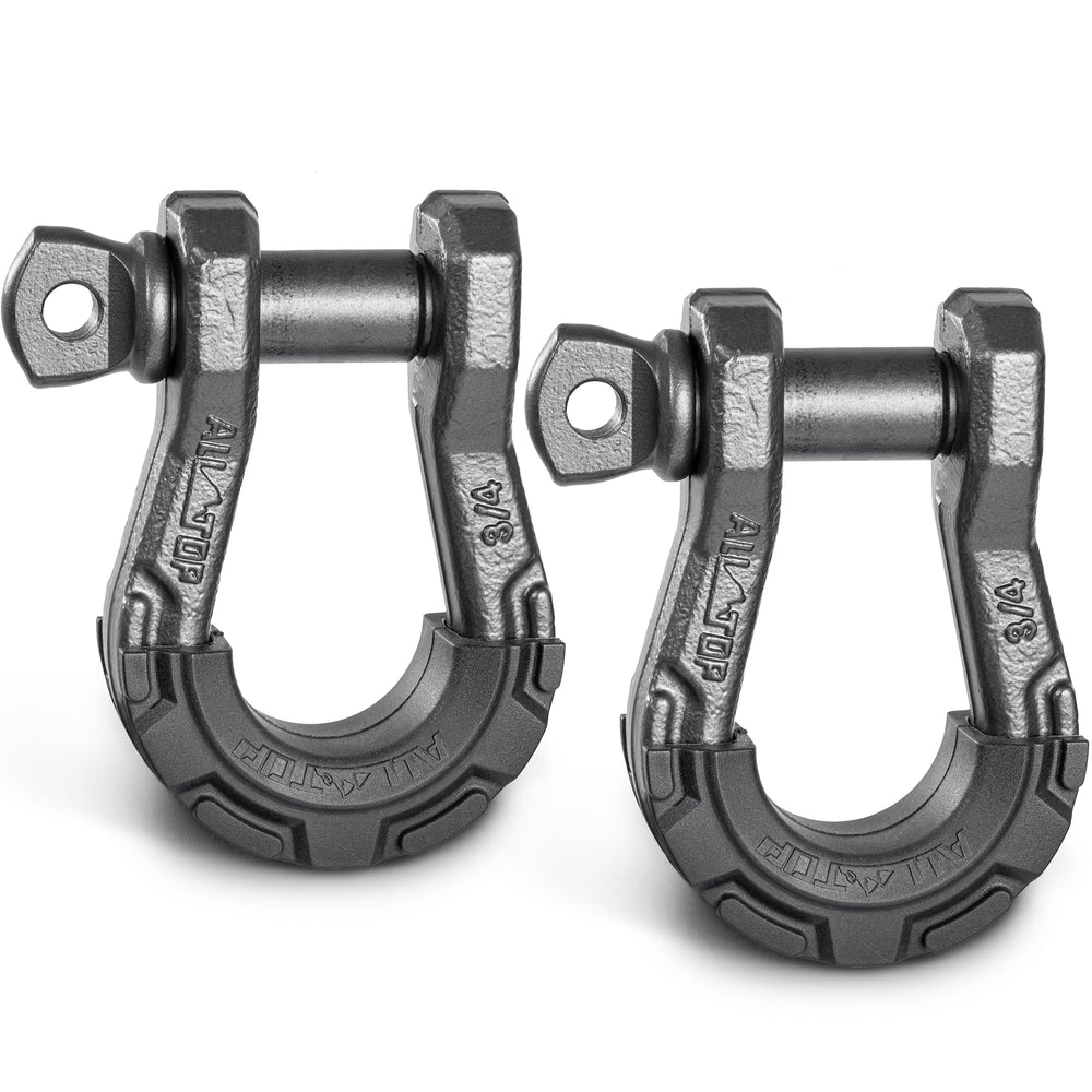 ALL-TOP front view of two 3/4" D-ring shackles showing durable finish and fit