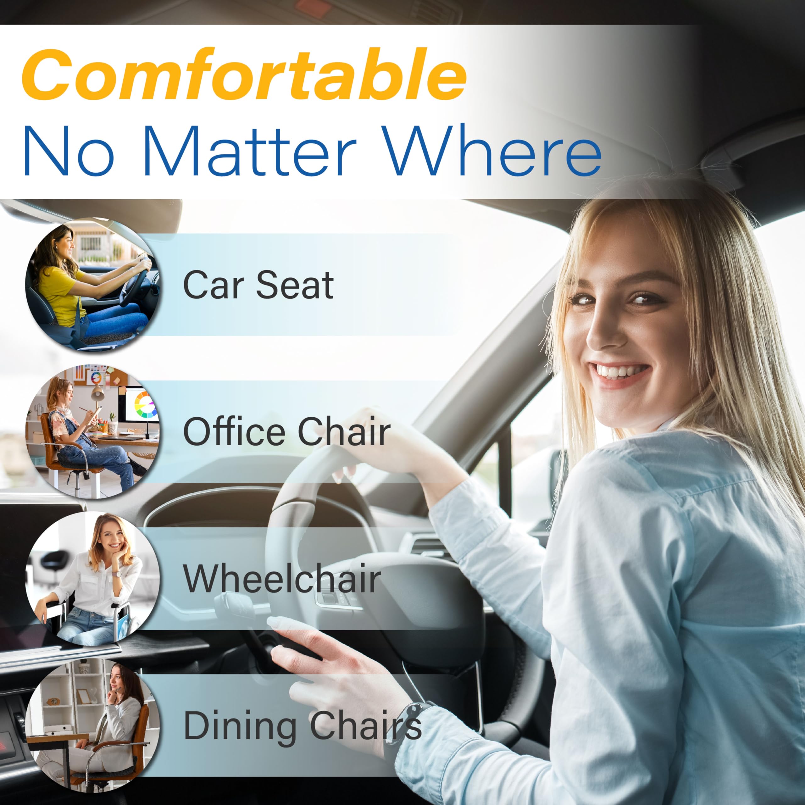 Allaboutsla lifestyle shot of driver smiling with improved seating comfort