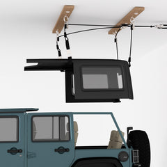 ALLCOS front packaging showing complete hoist kit and contents for easy installation benefit