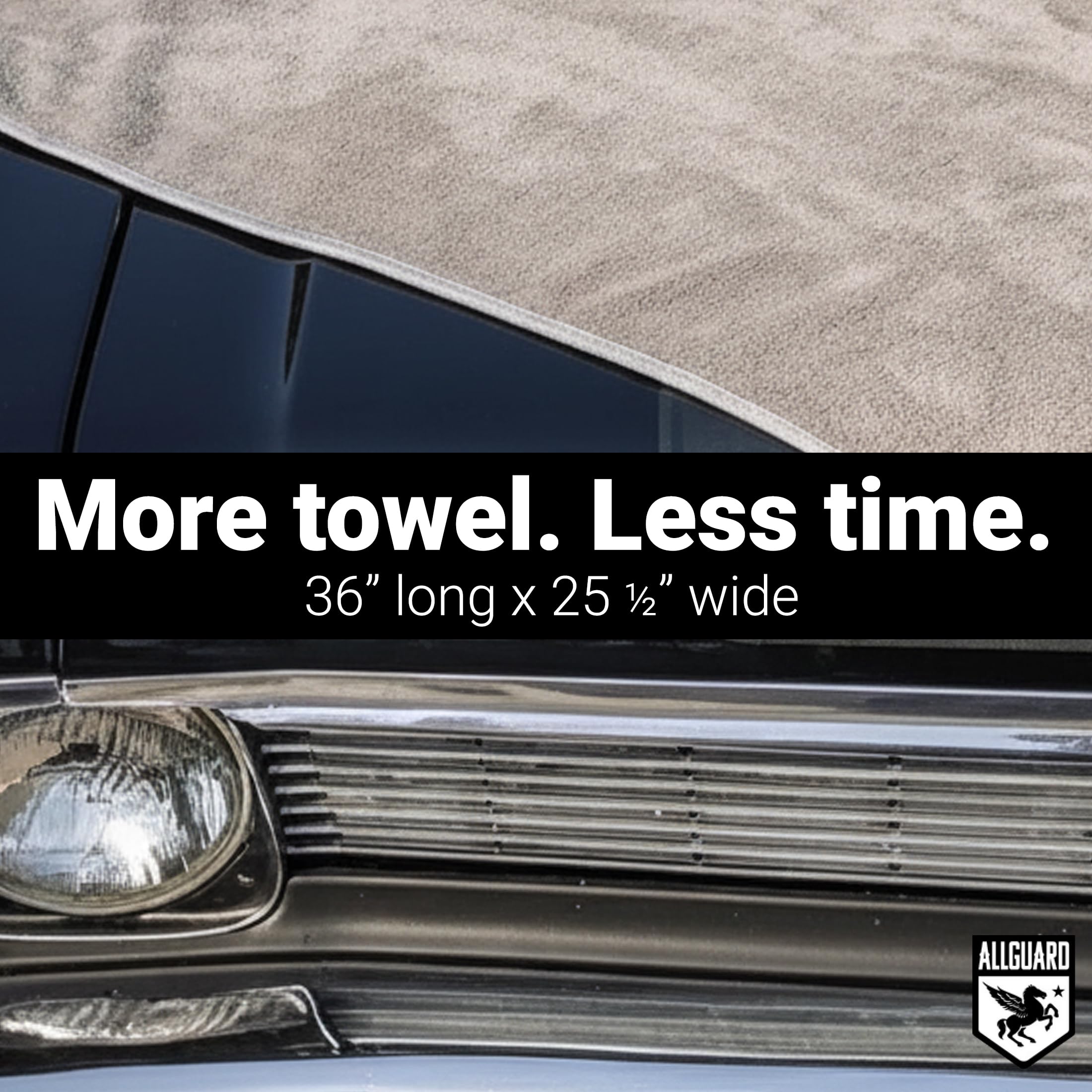 AllGuard towel used to dry a car roof illustrating streak-free finish benefit
