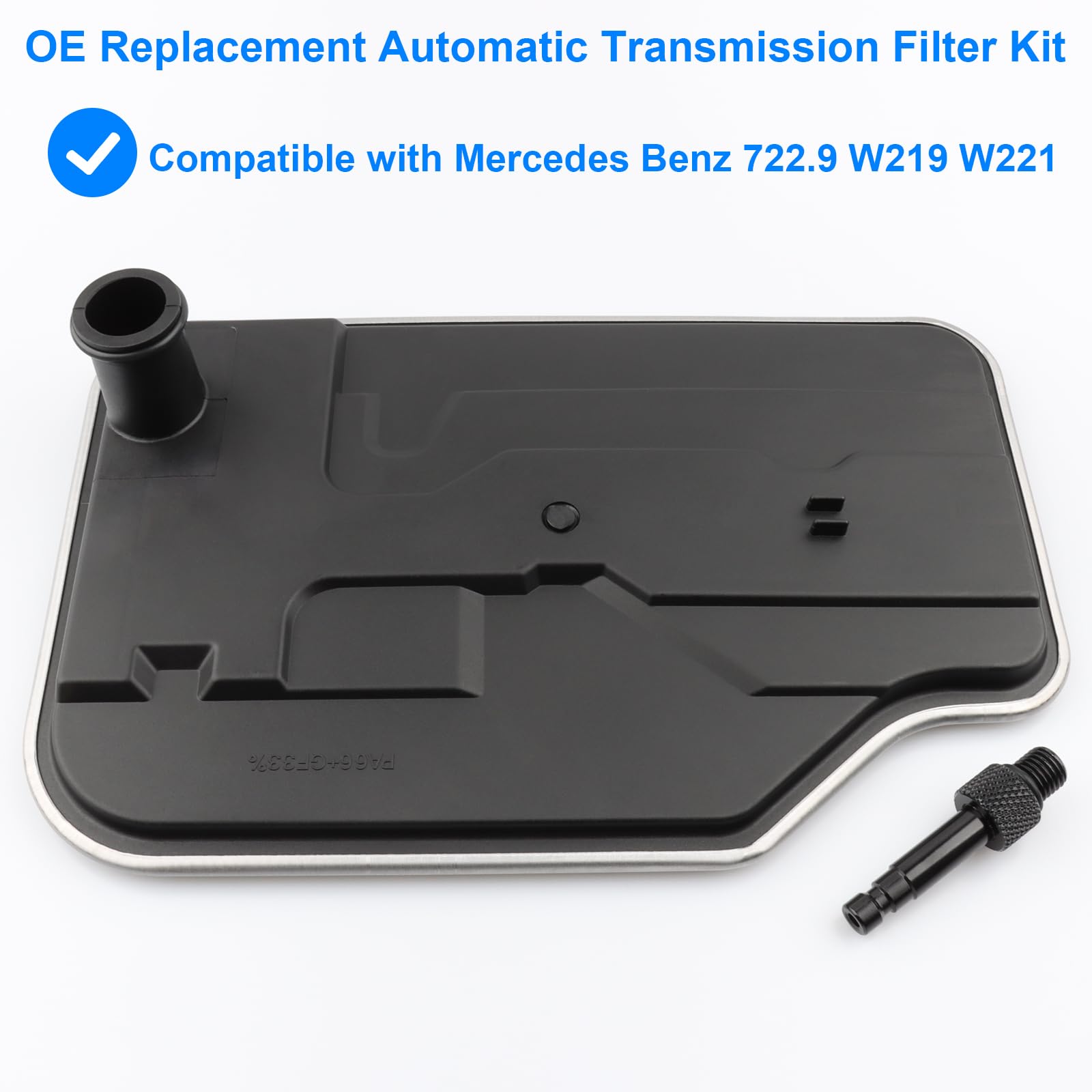 Allmotorparts filter element closeup highlighting durable mesh and cleaner fluid benefit