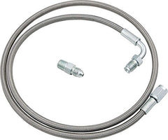 Allstar Performance close-up of chrome -3AN and 90° inverted-flare fittings for secure seal