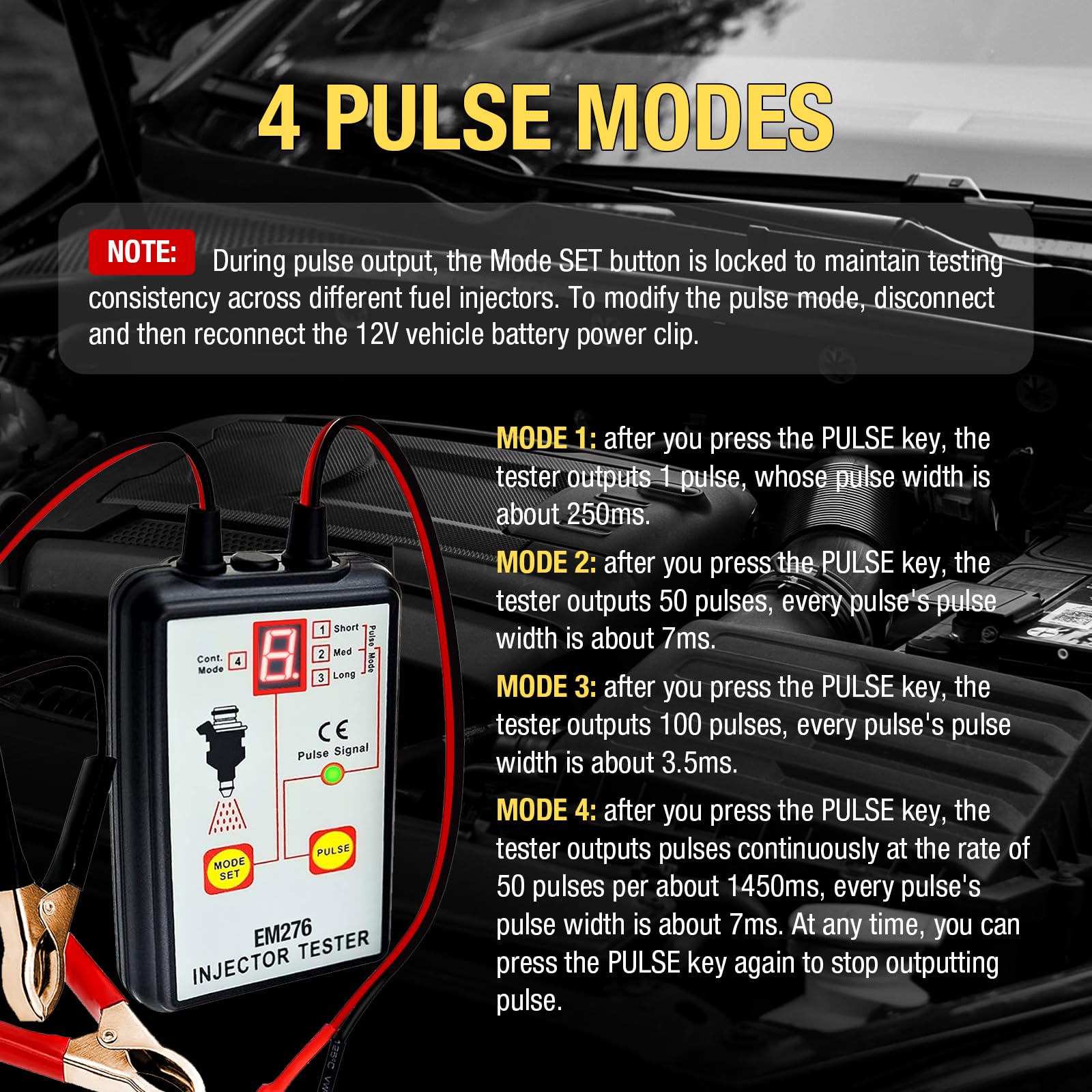 allsun EM276SET adapter attached to injector demonstrating on-car diagnostic benefit