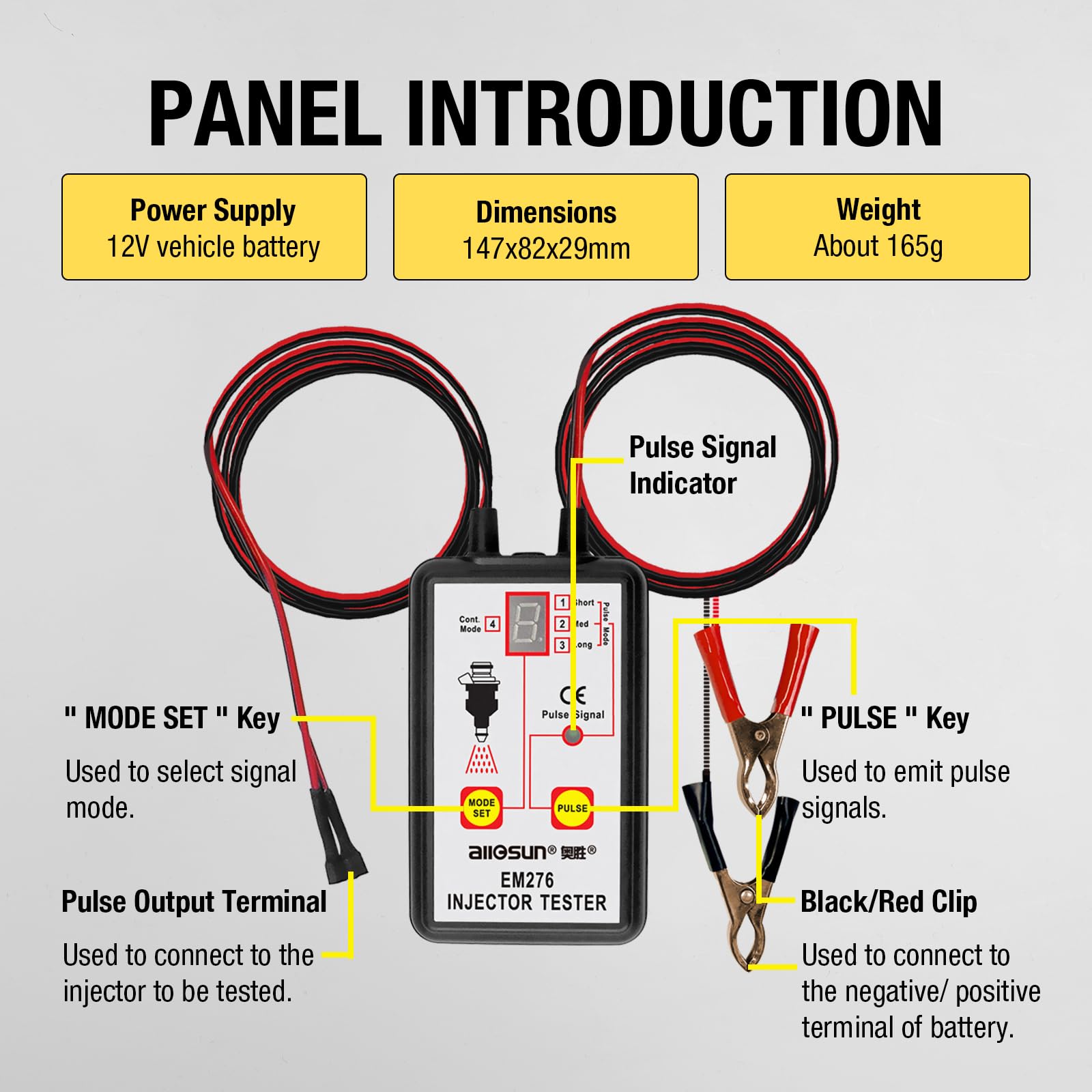 allsun EM276SET LED display focused view showing clear pulse-mode feedback benefit