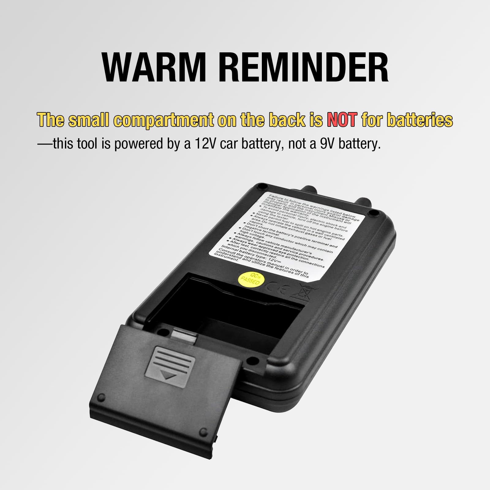 allsun EM276SET beside a ruler showing compact size and toolbox-friendly benefit
