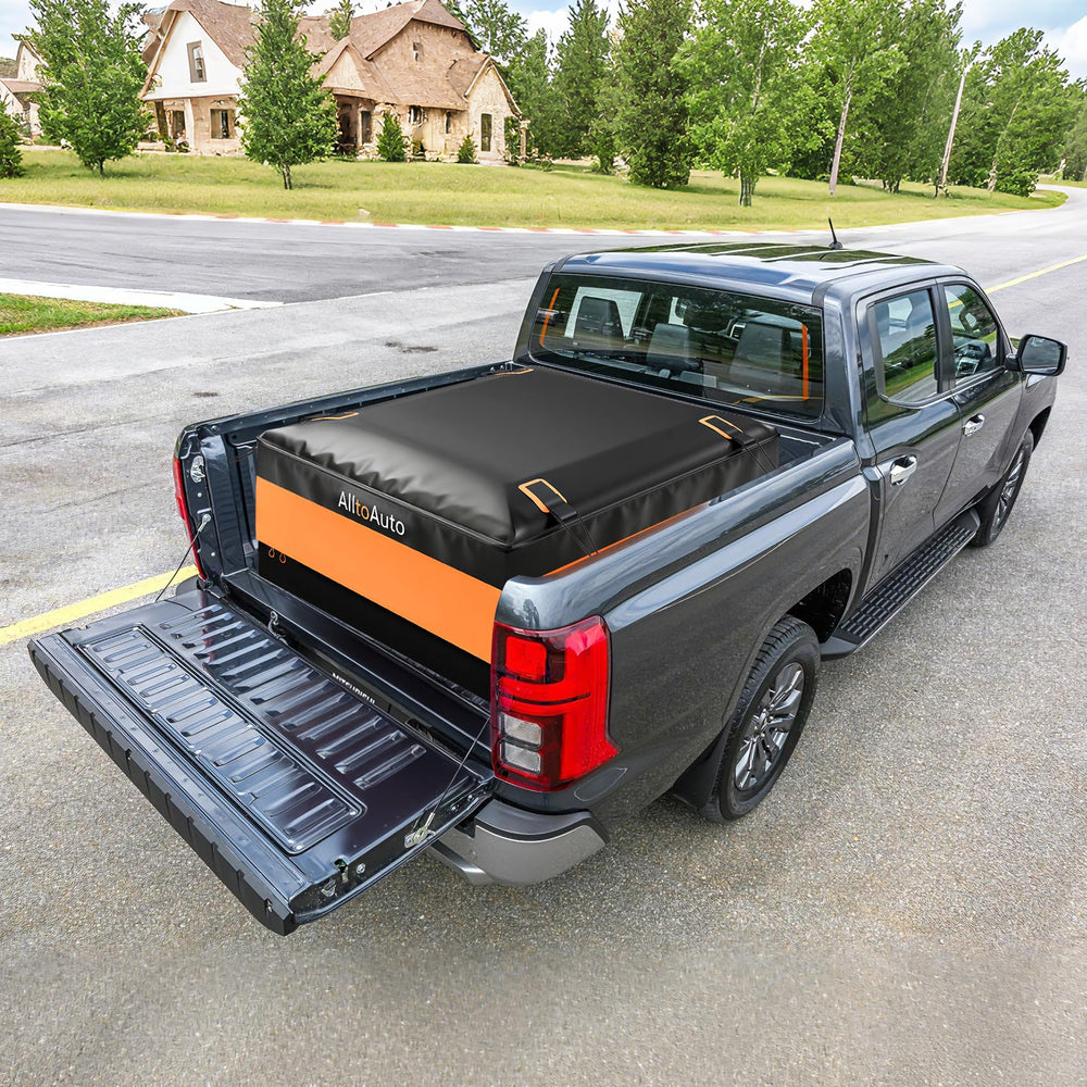 AlltoAuto lifestyle scene of truck on highway with cargo bag demonstrating travel readiness