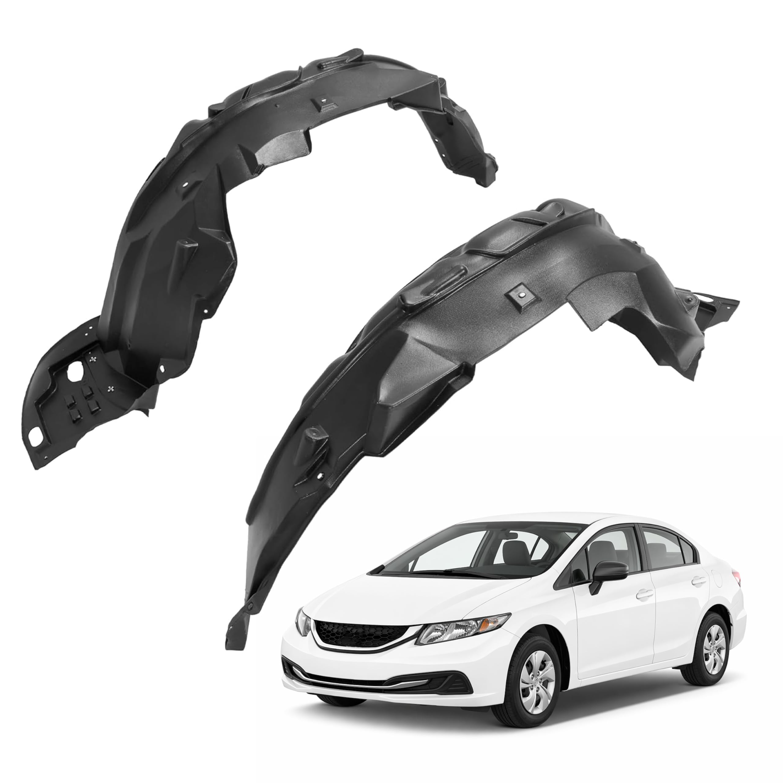ALMULOO front packaging showing both fender liner panels and fitment benefit