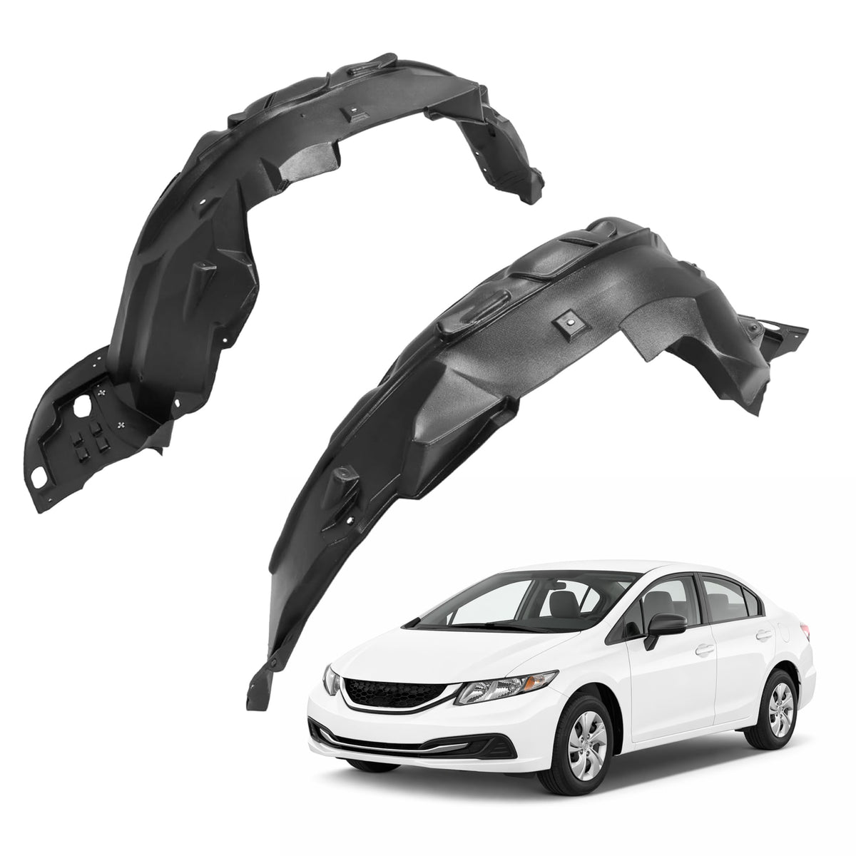 ALMULOO front packaging showing both fender liner panels and fitment benefit
