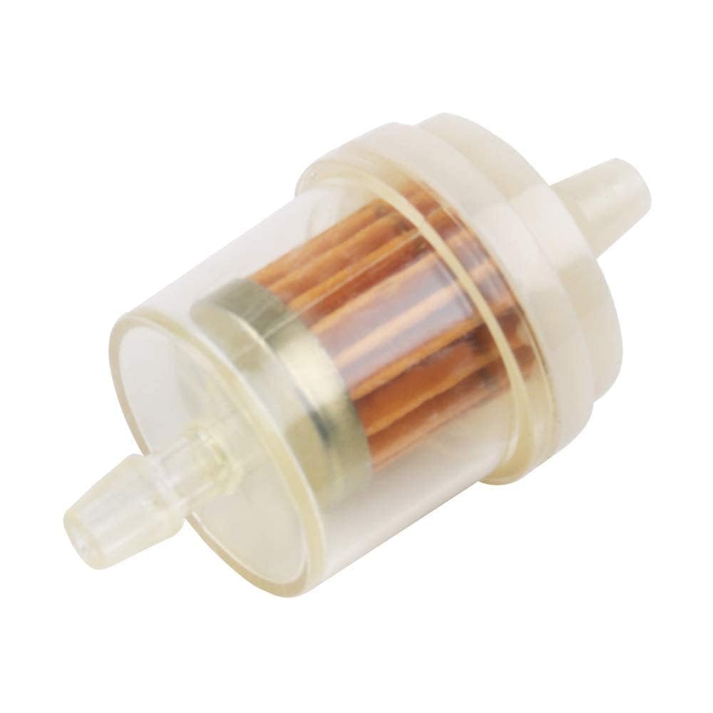AloneGoer inline filter installed on motorcycle fuel line, improves fuel reliability