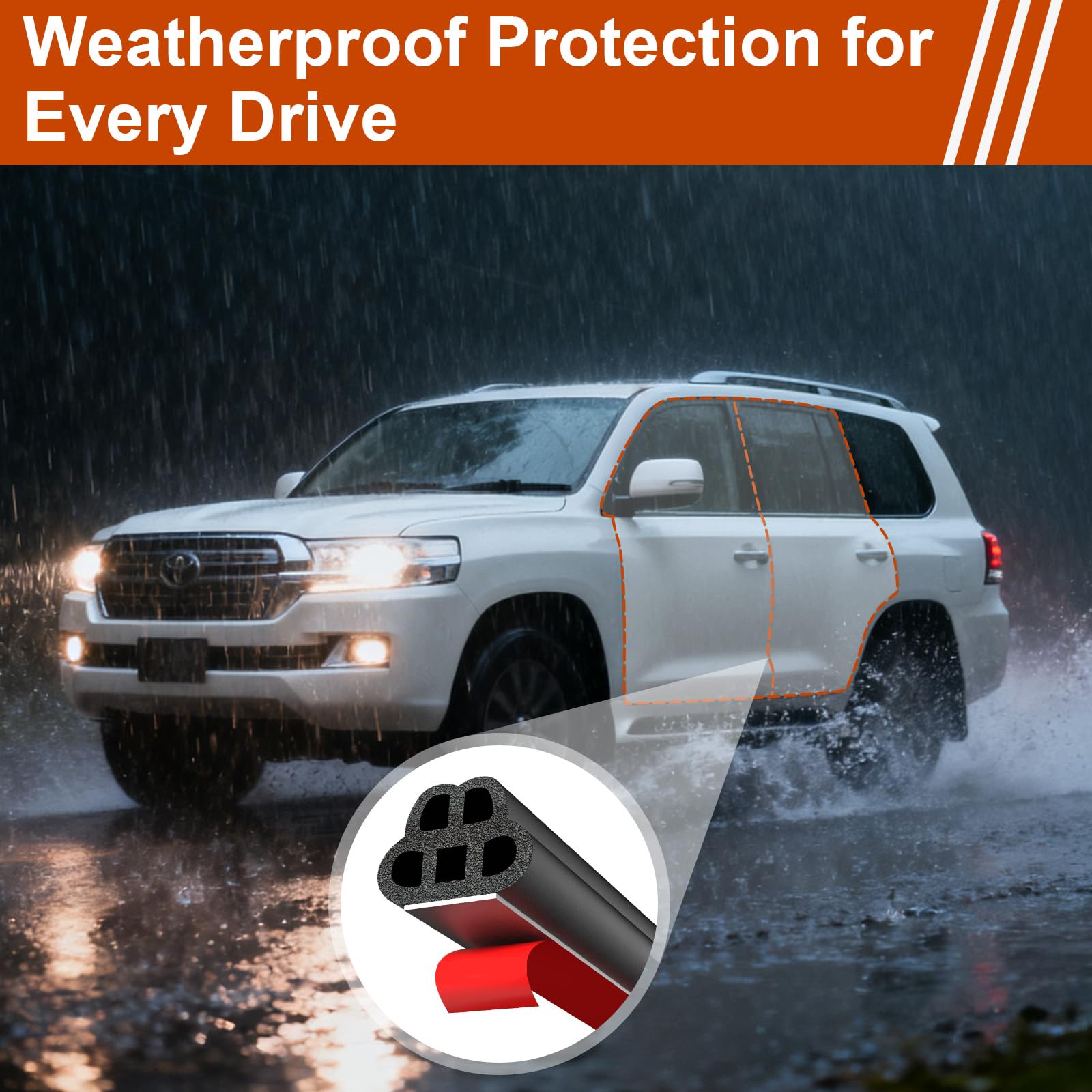 alophoty seal strip installed on car door reducing wind noise and drafts