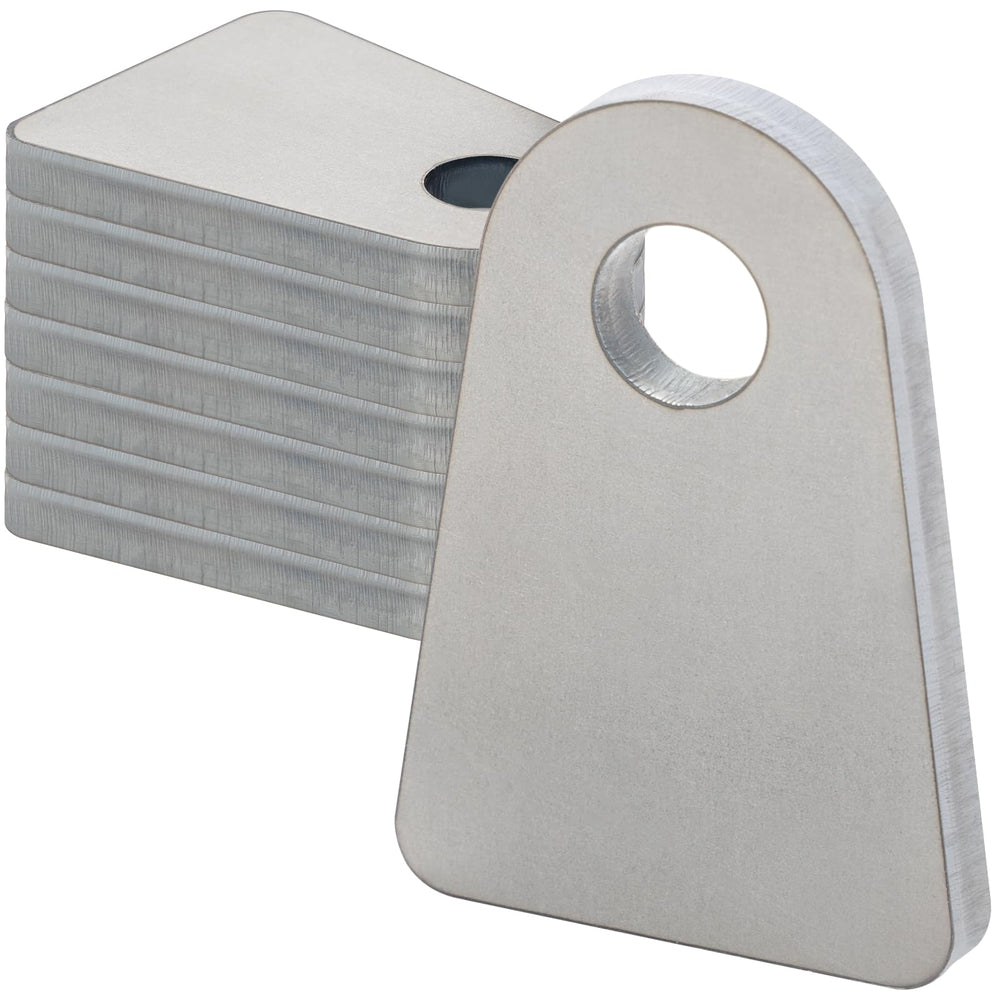 Alvktora front view of 8-piece weld-on tabs showing compact pack and mounting holes for easy inventory