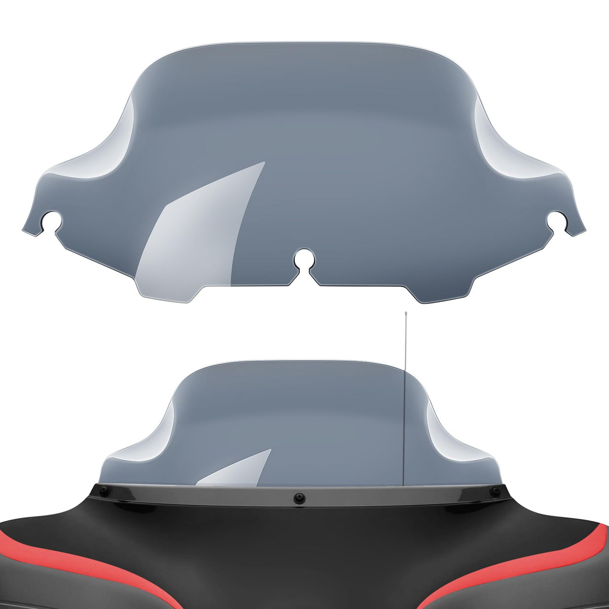 Amazicha front view of smoked wave windshield showing fit and styling benefits