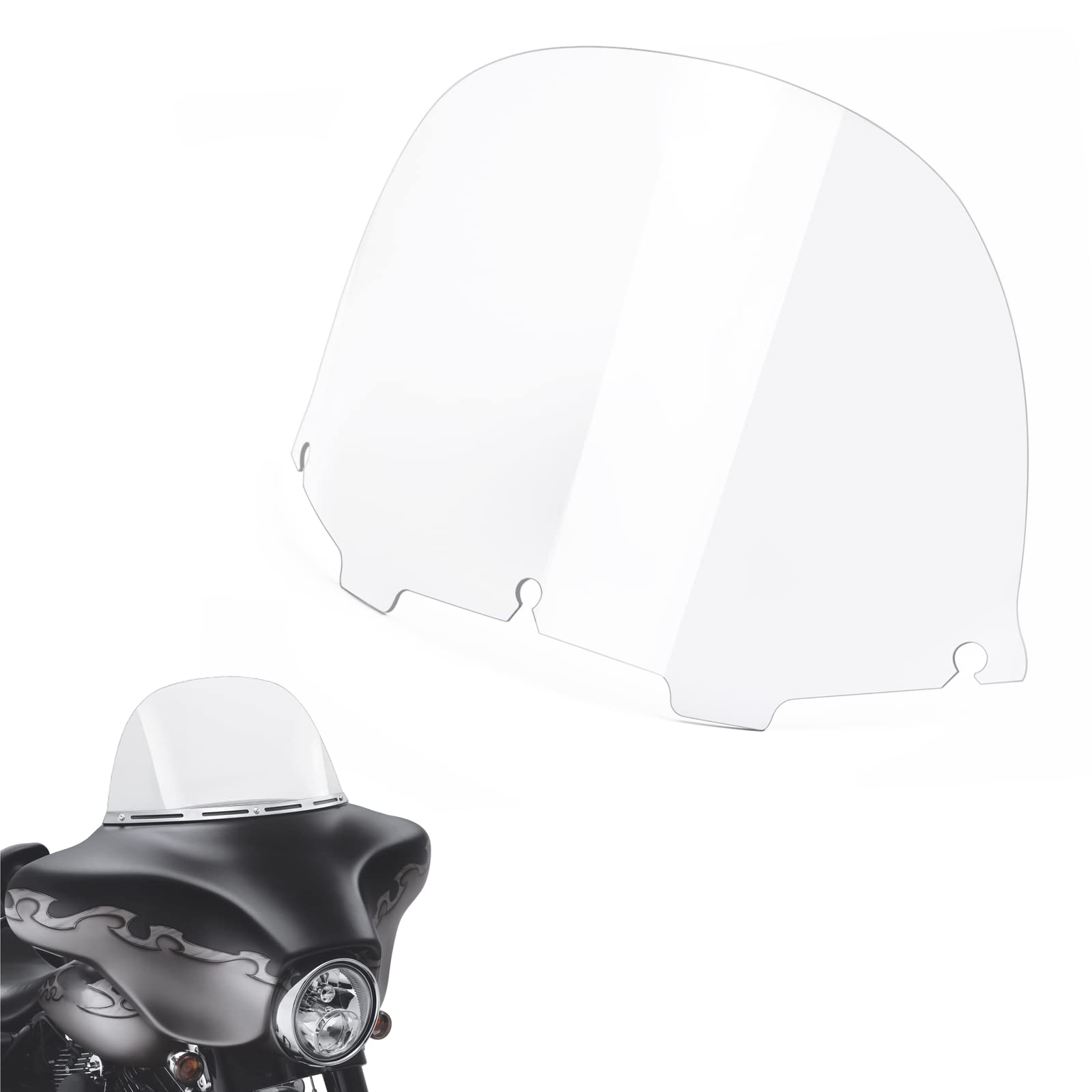 Amazicha front view of clear 13 inch windshield showing fit and finish benefit