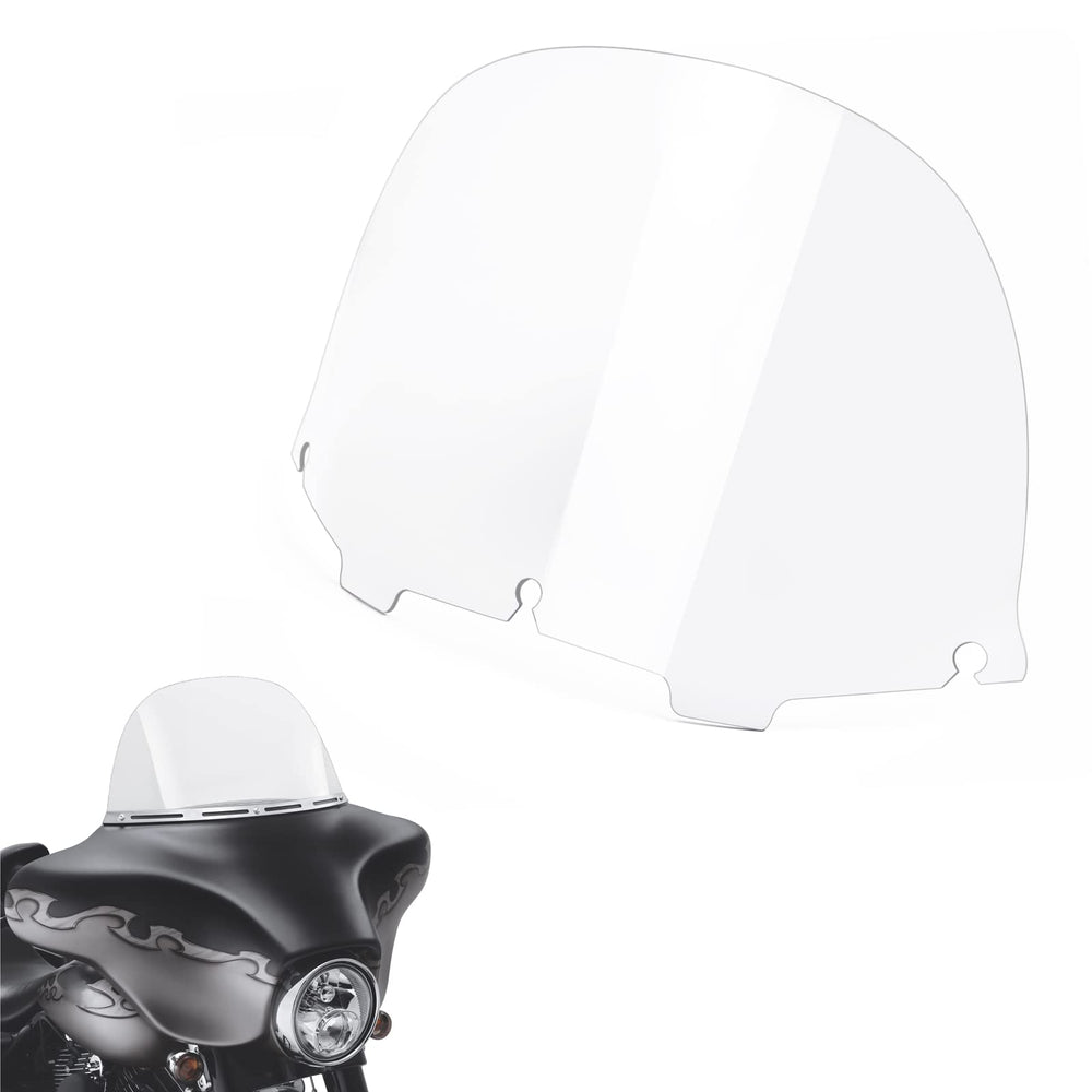 Amazicha front view of clear 13 inch windshield showing fit and finish benefit
