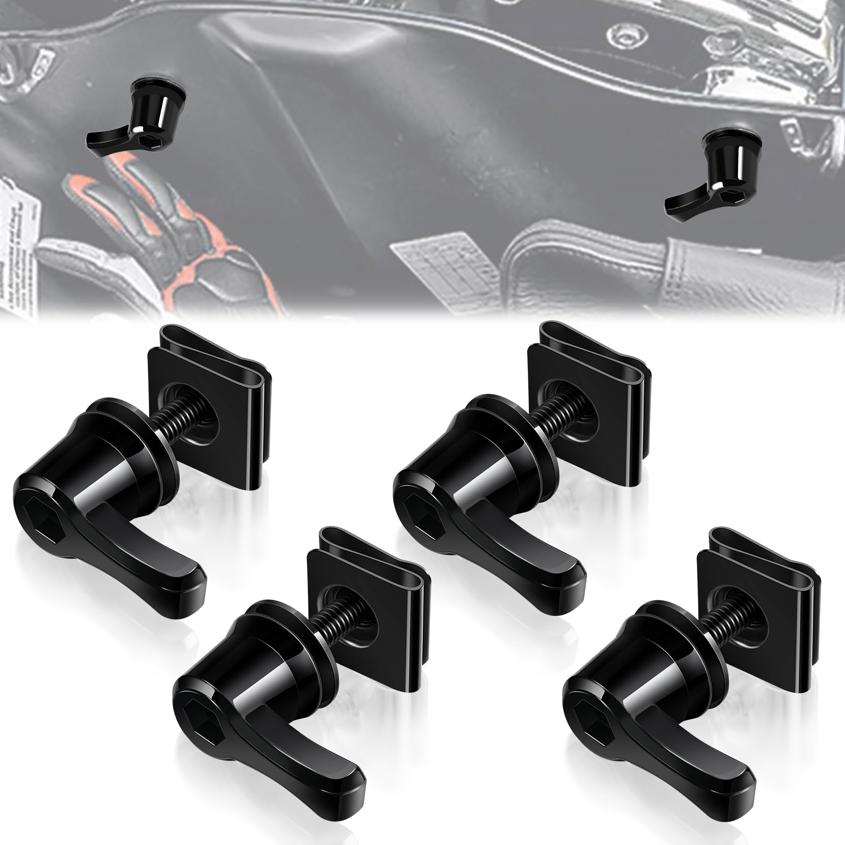 Amazicha front view of bolt kit showing four bolts and clips for quick replacement