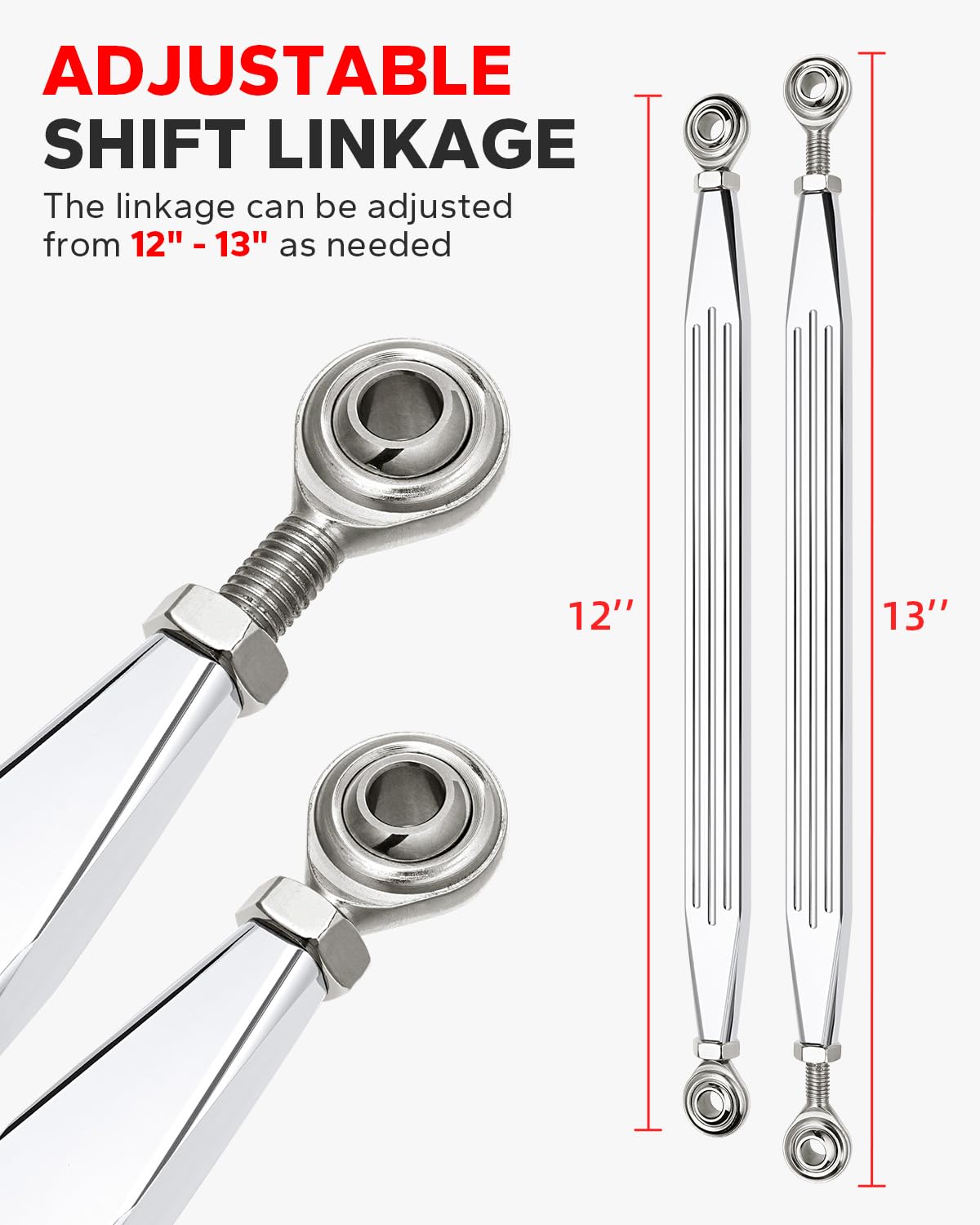Amazicha linkage beside a ruler showing adjustable 12-to-13-inch scale