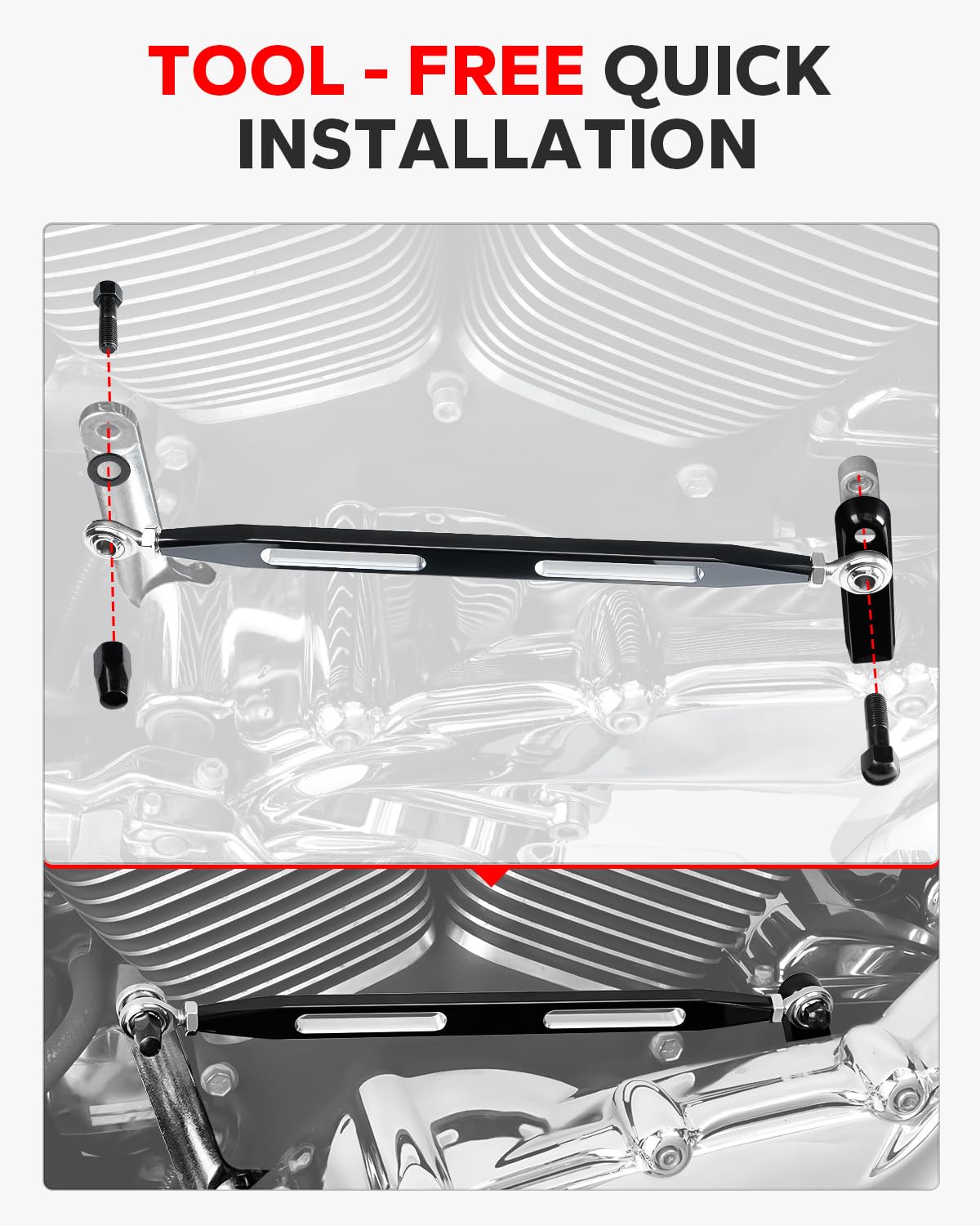 Amazicha linkage beside ruler showing adjustable 12-to-13-inch scale accuracy