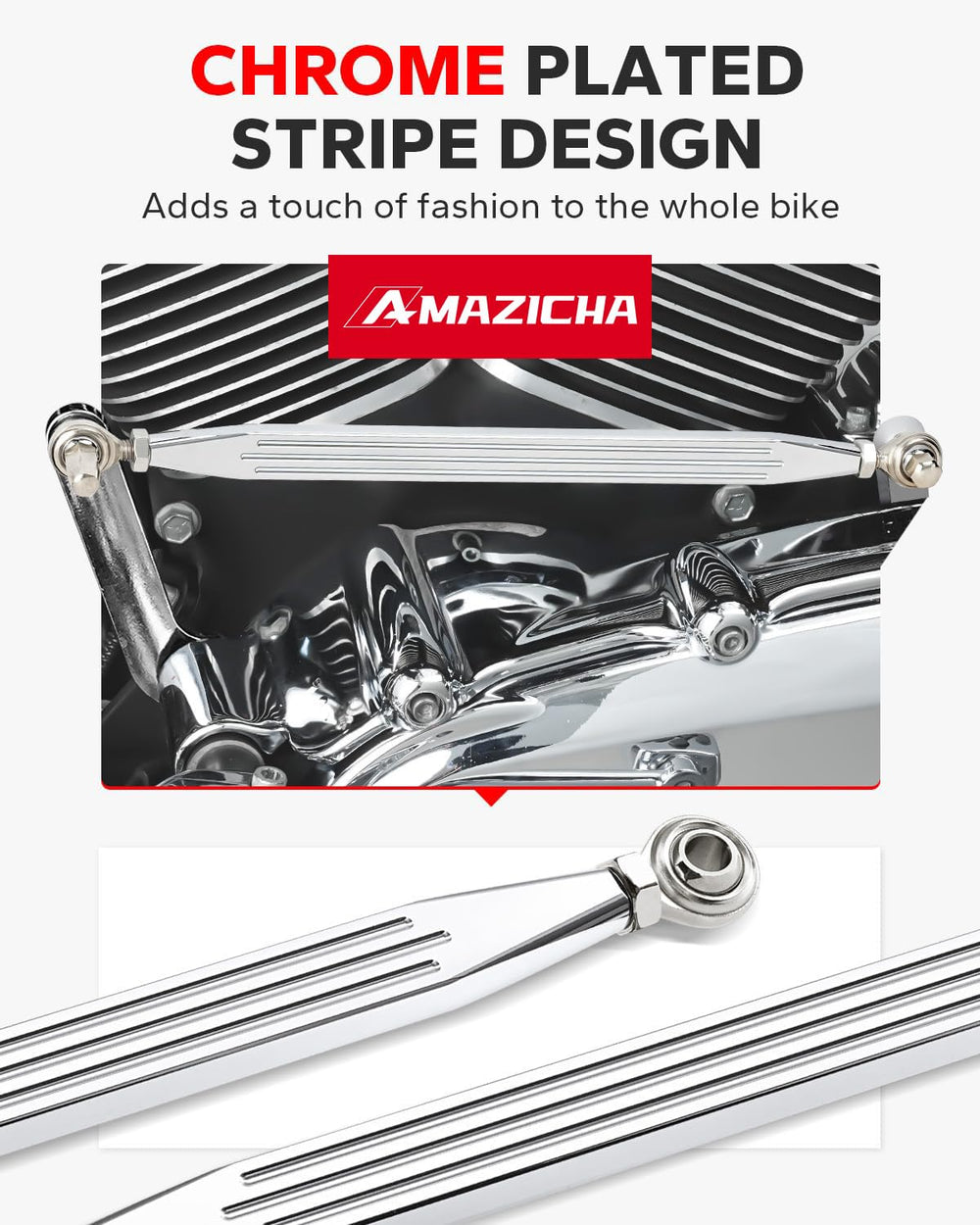 Amazicha anodized chrome stripe detail adding corrosion resistance and style