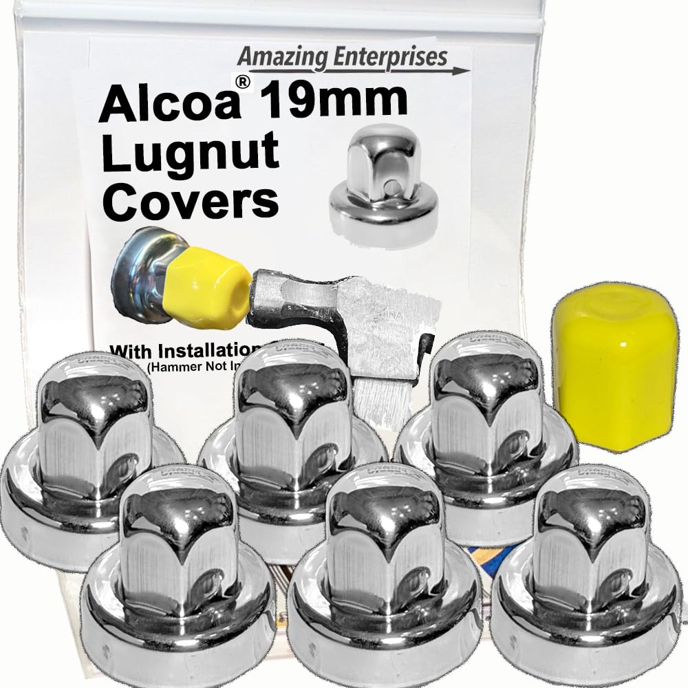 Amazing Enterprises front packaging showing six lug nut covers and protector, durable finish benefit