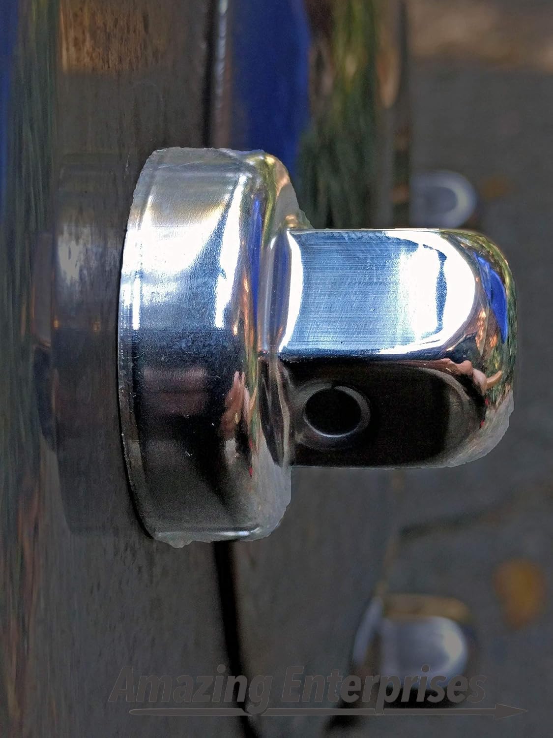Amazing Enterprises lifestyle shot on Sprinter RV wheel, enhances RV curb appeal benefit