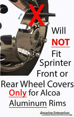 Amazing Enterprises installed on Alcoa wheel front view, OEM-style polished appearance benefit