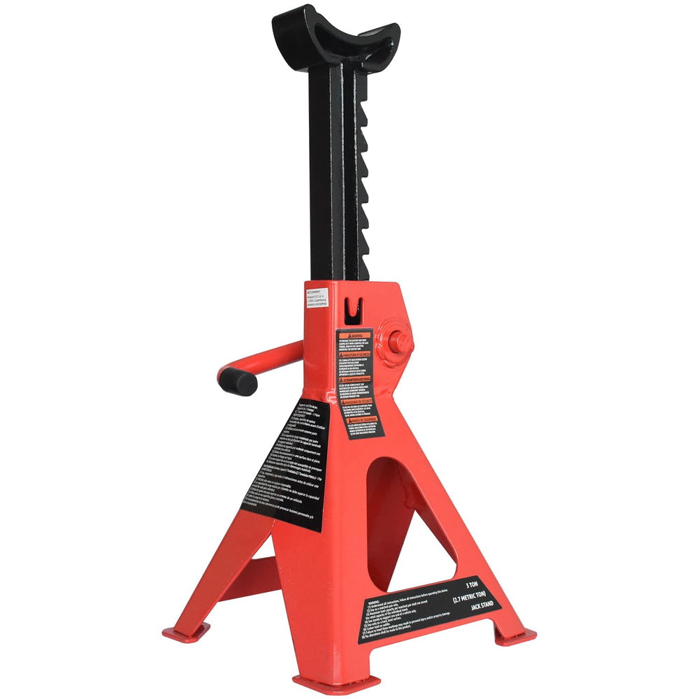 Amazon Basics ratchet close-up showing self-locking post benefit: tool-free secure adjustment